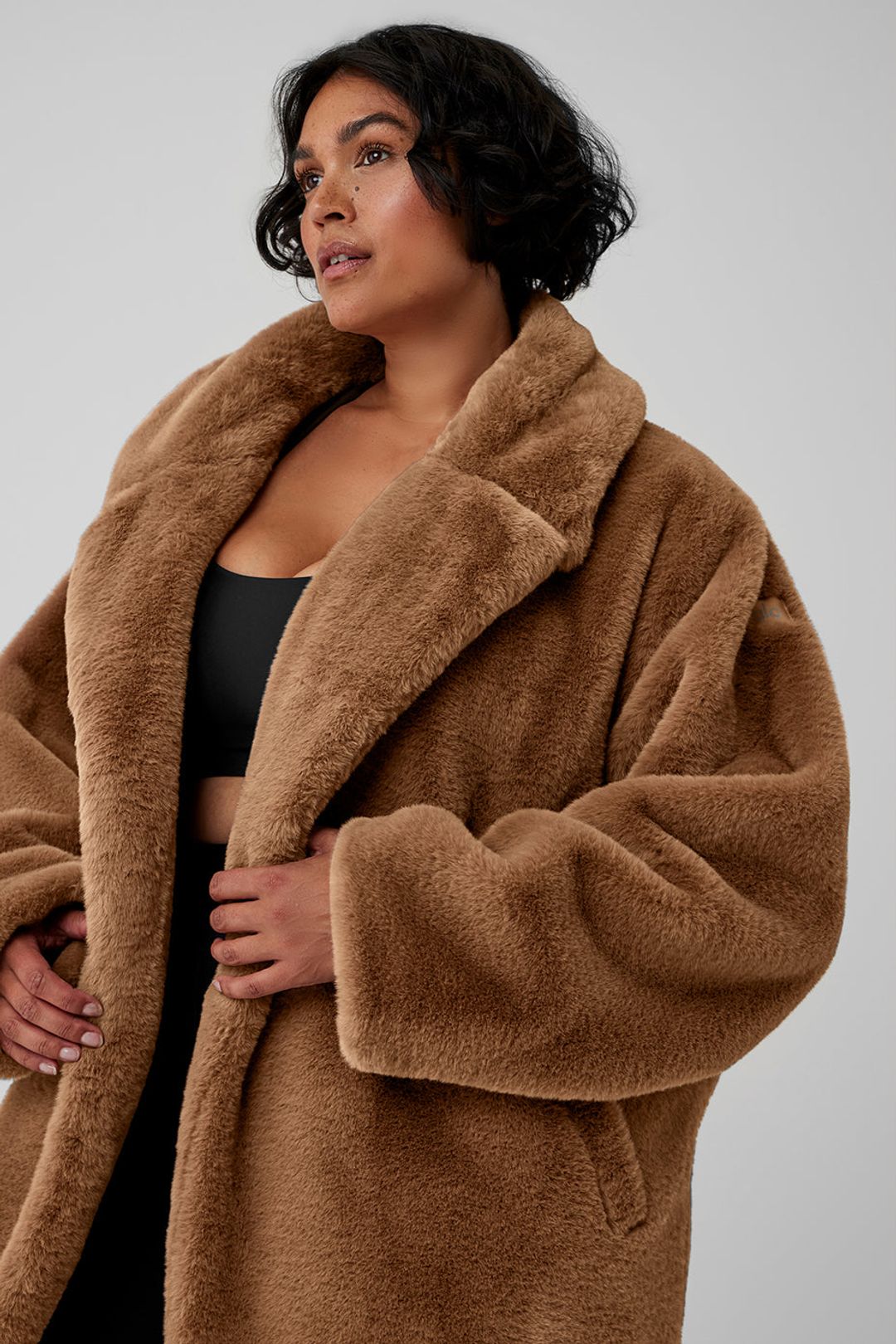 Oversized Faux Fur Trench - Toasted Almond #13