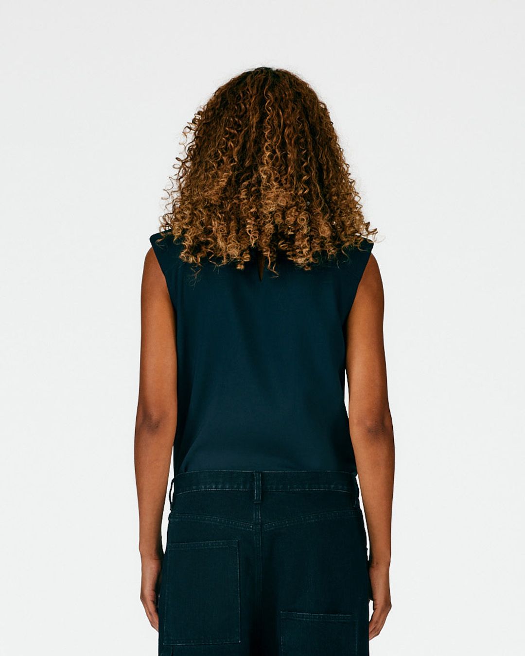 Chalky Drape Padded Shoulder Sleeveless Top #4