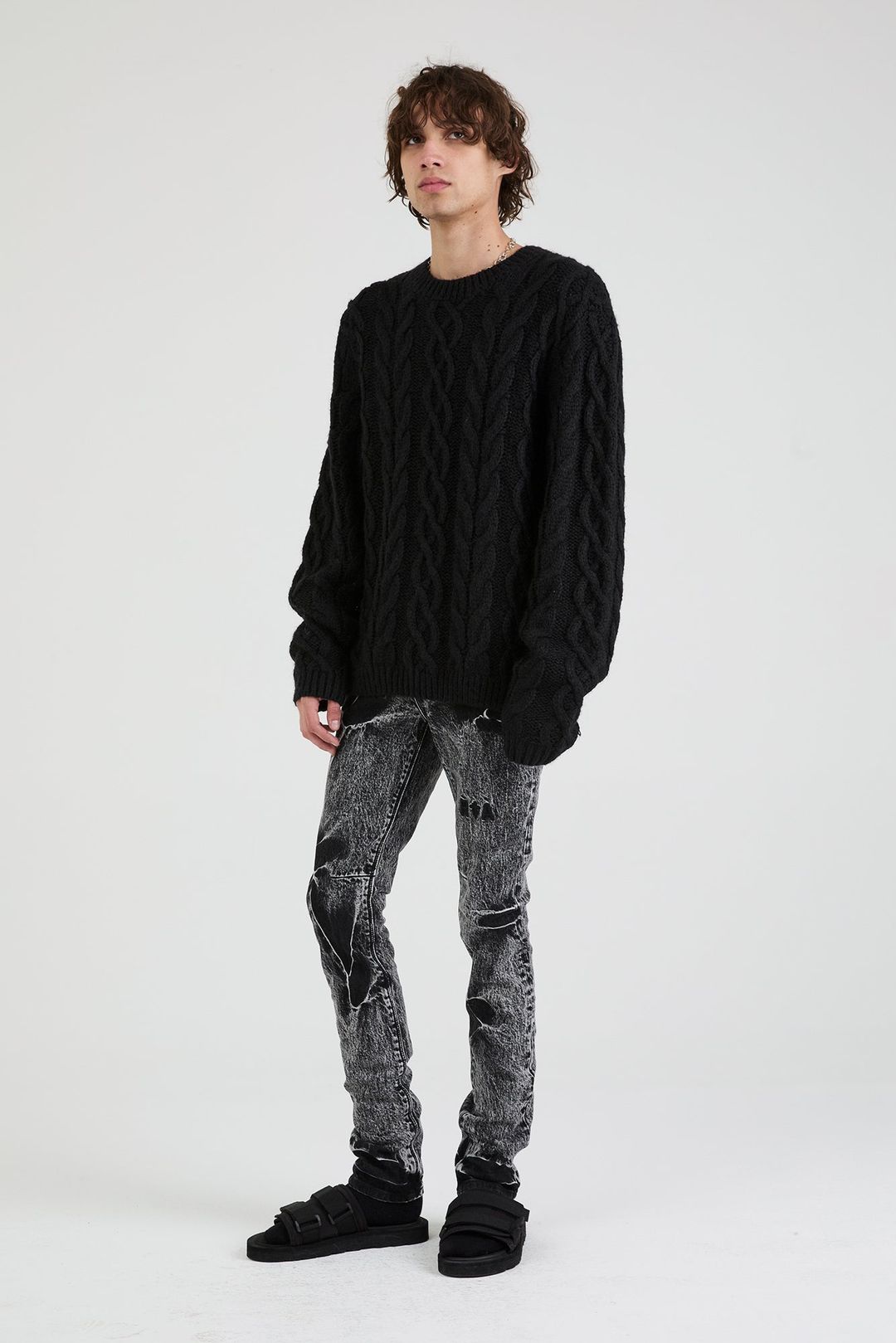 ETHAN SWEATER | BLACK CABLE KNIT #4