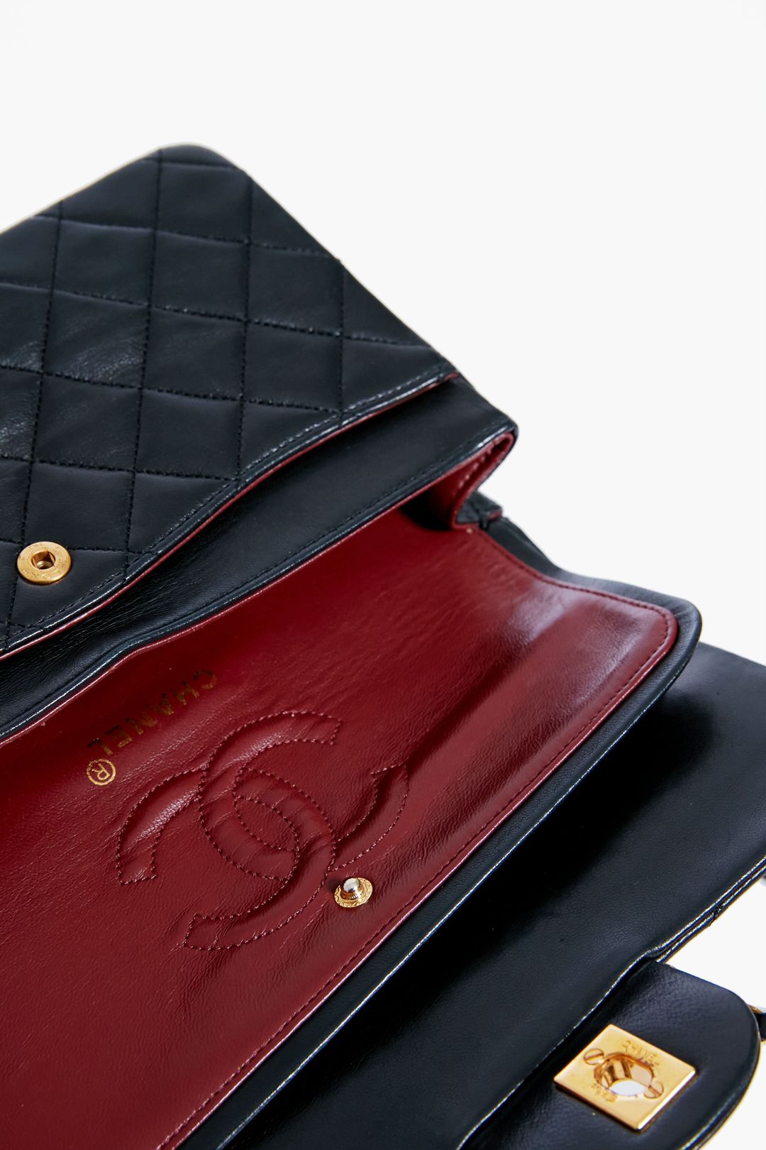 CHANEL Black Lambskin Flap Shoulder Bag #5