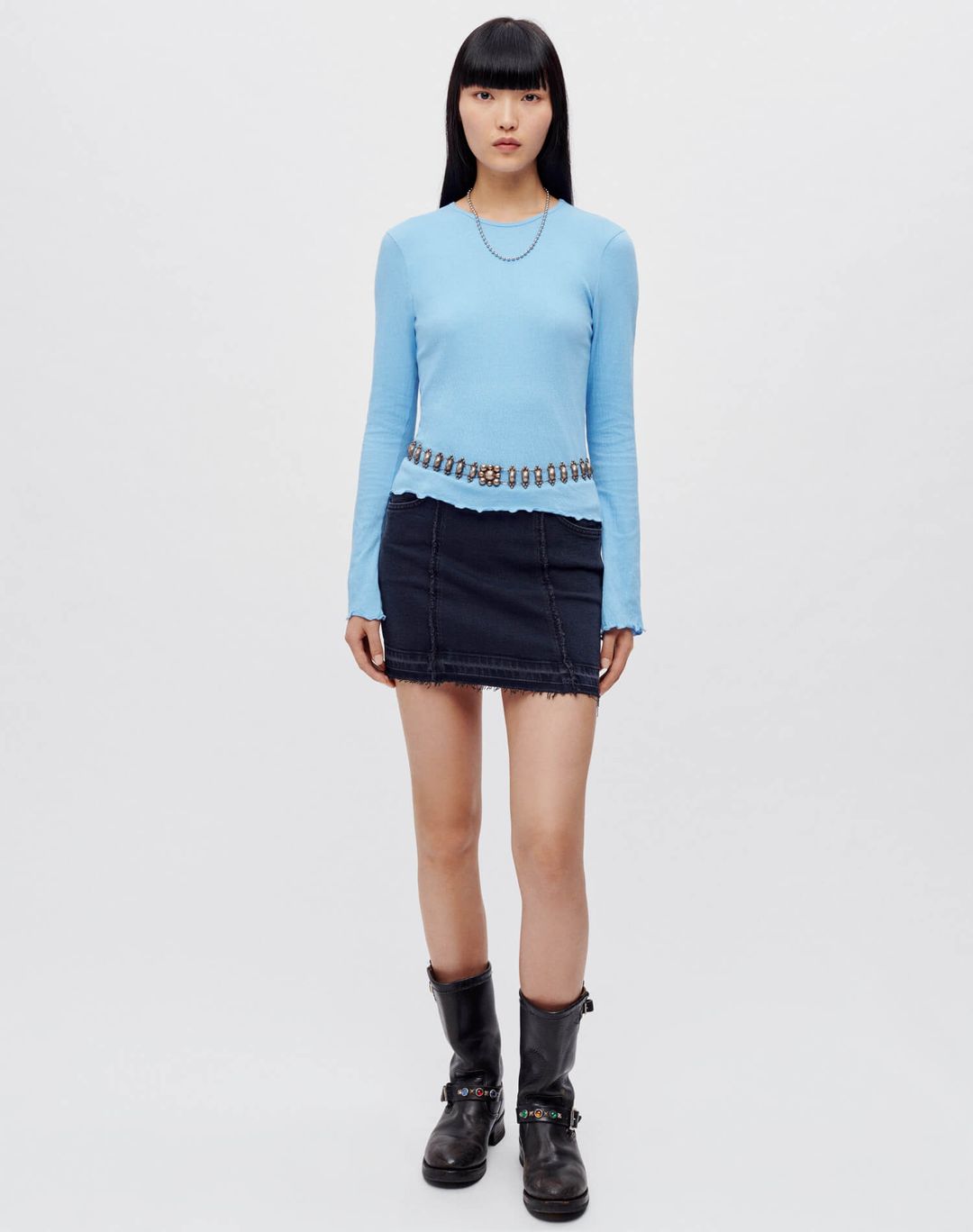 Hanes Crinkle Bell Long Sleeve - Carolina Blue