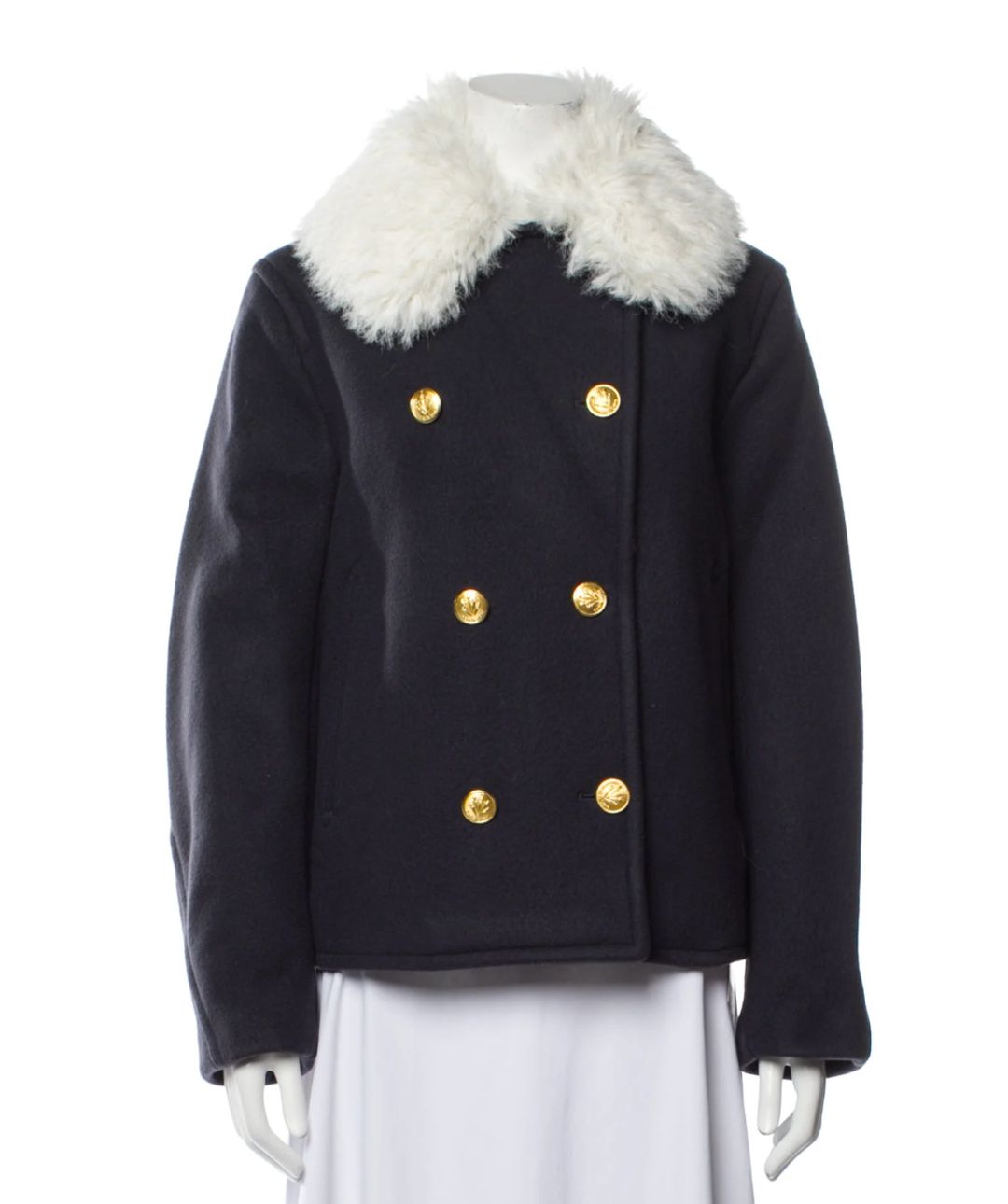 Alfie Double-breasted Peacoat With Detachable Collar In Navy #3