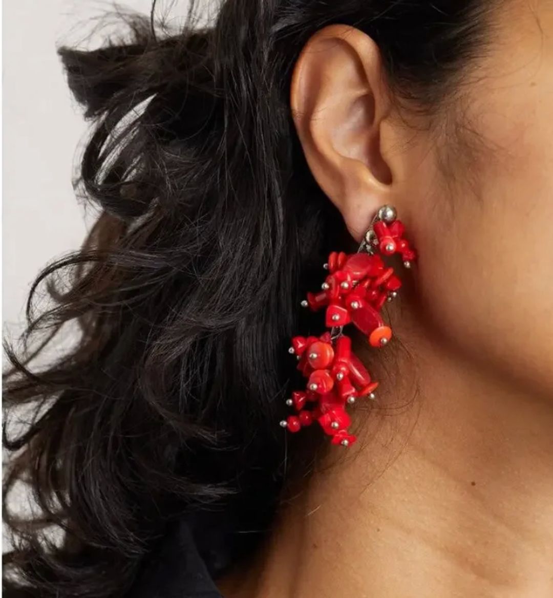 glass red bead earrings