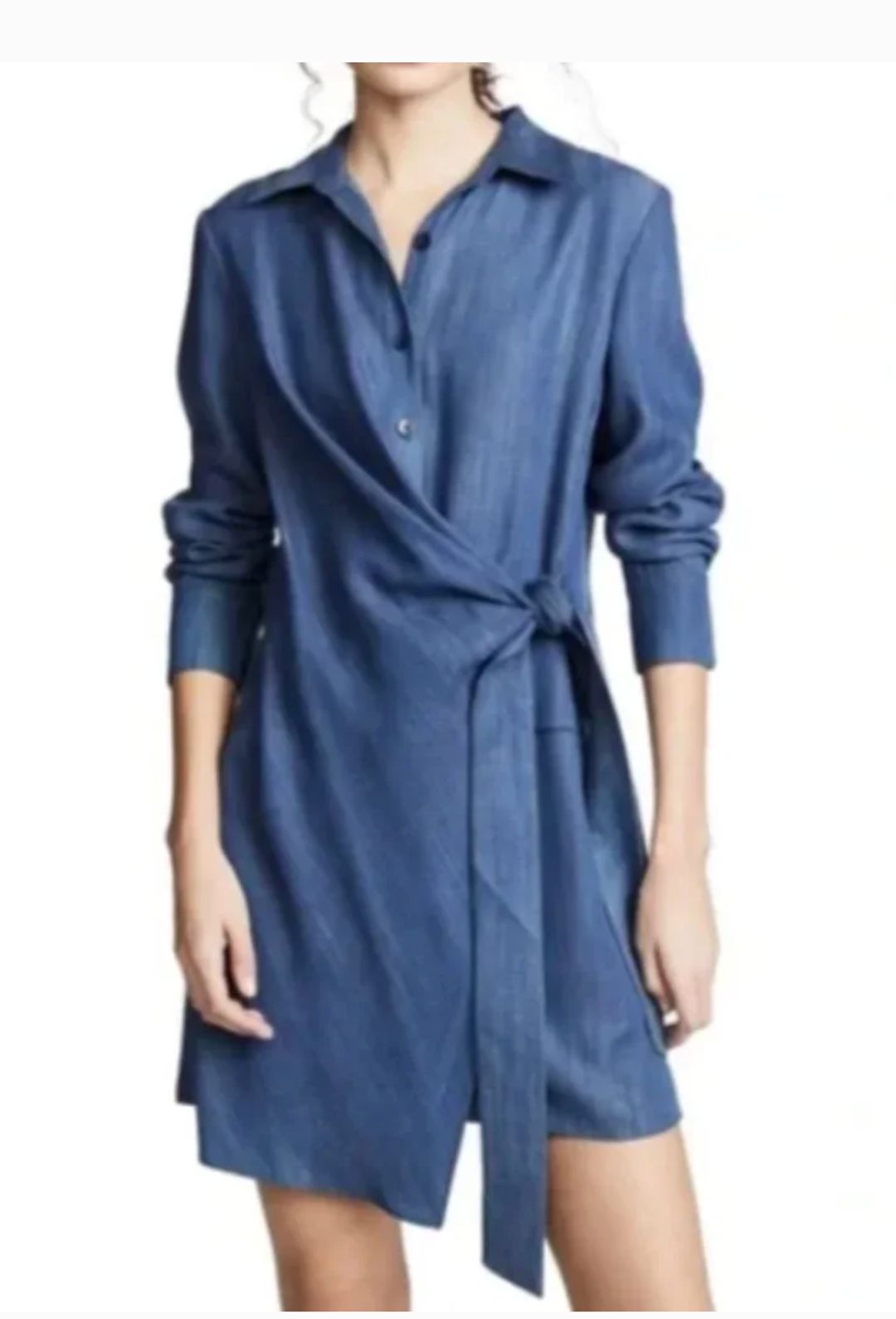 Tibi Drape Tunic Wrap Mini Shirt Dress