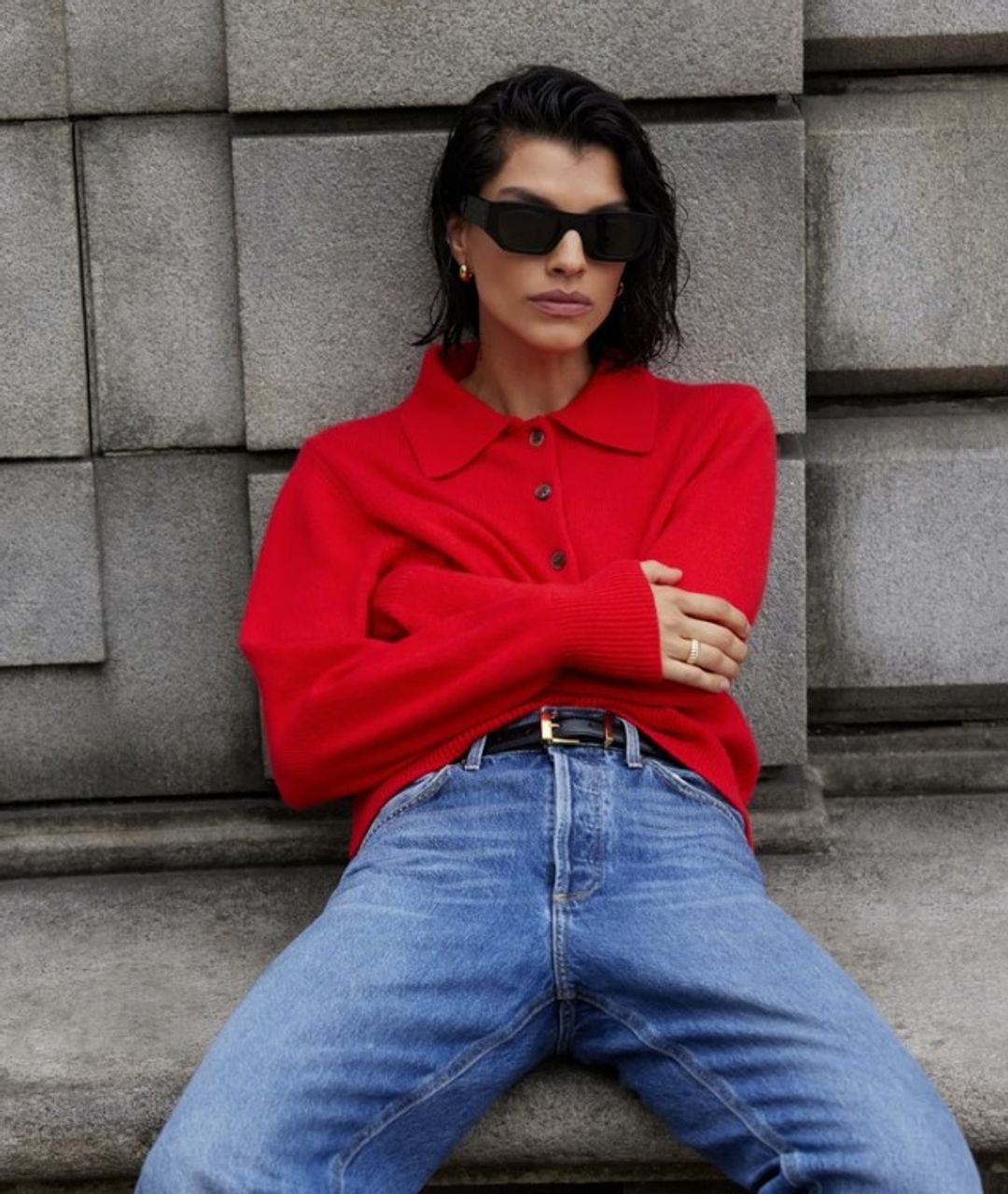 The Cashmere Polo In Cherry