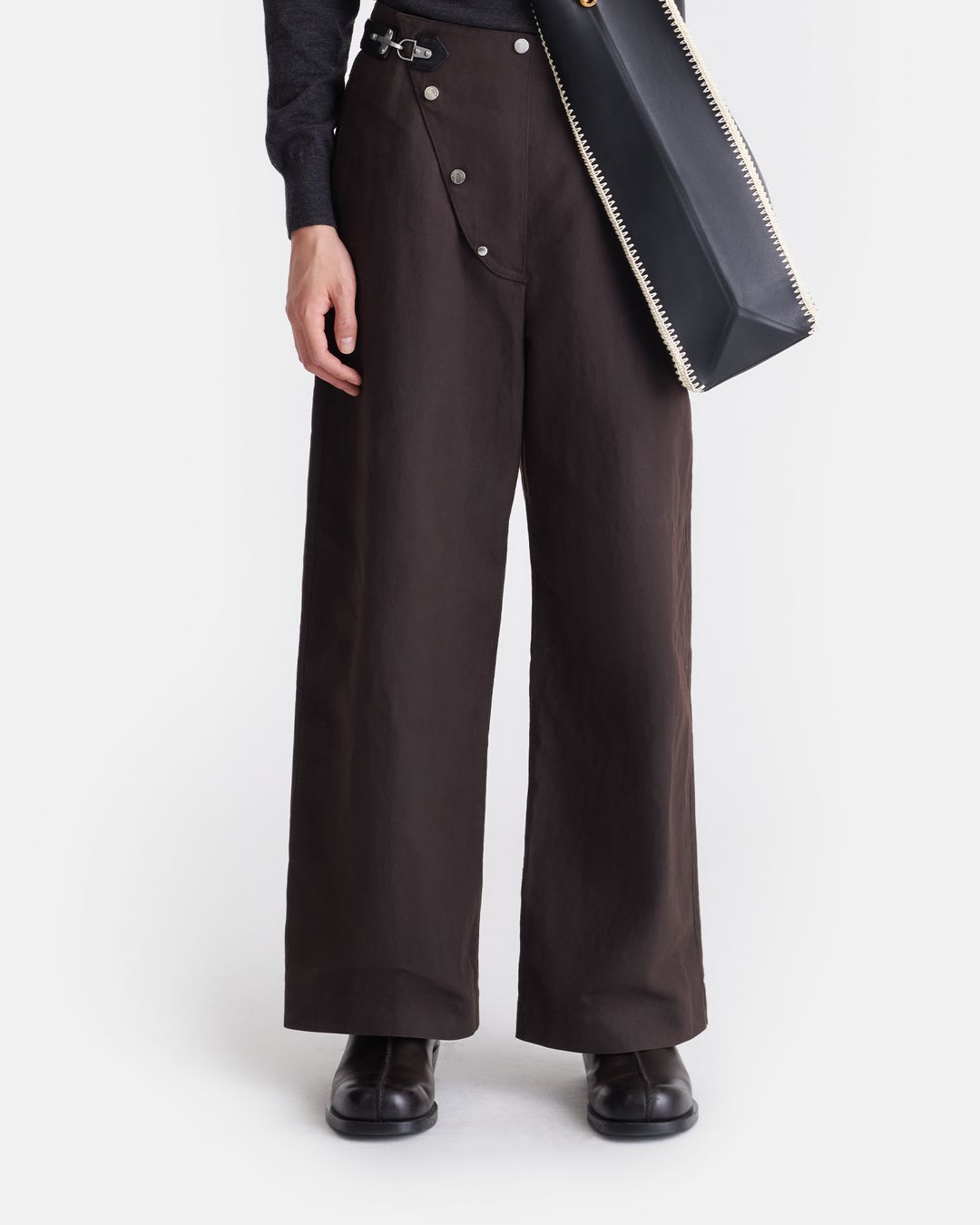 Lorant - Wax Cotton and Regenerated Leather Pants - Dark Brown/Black #4