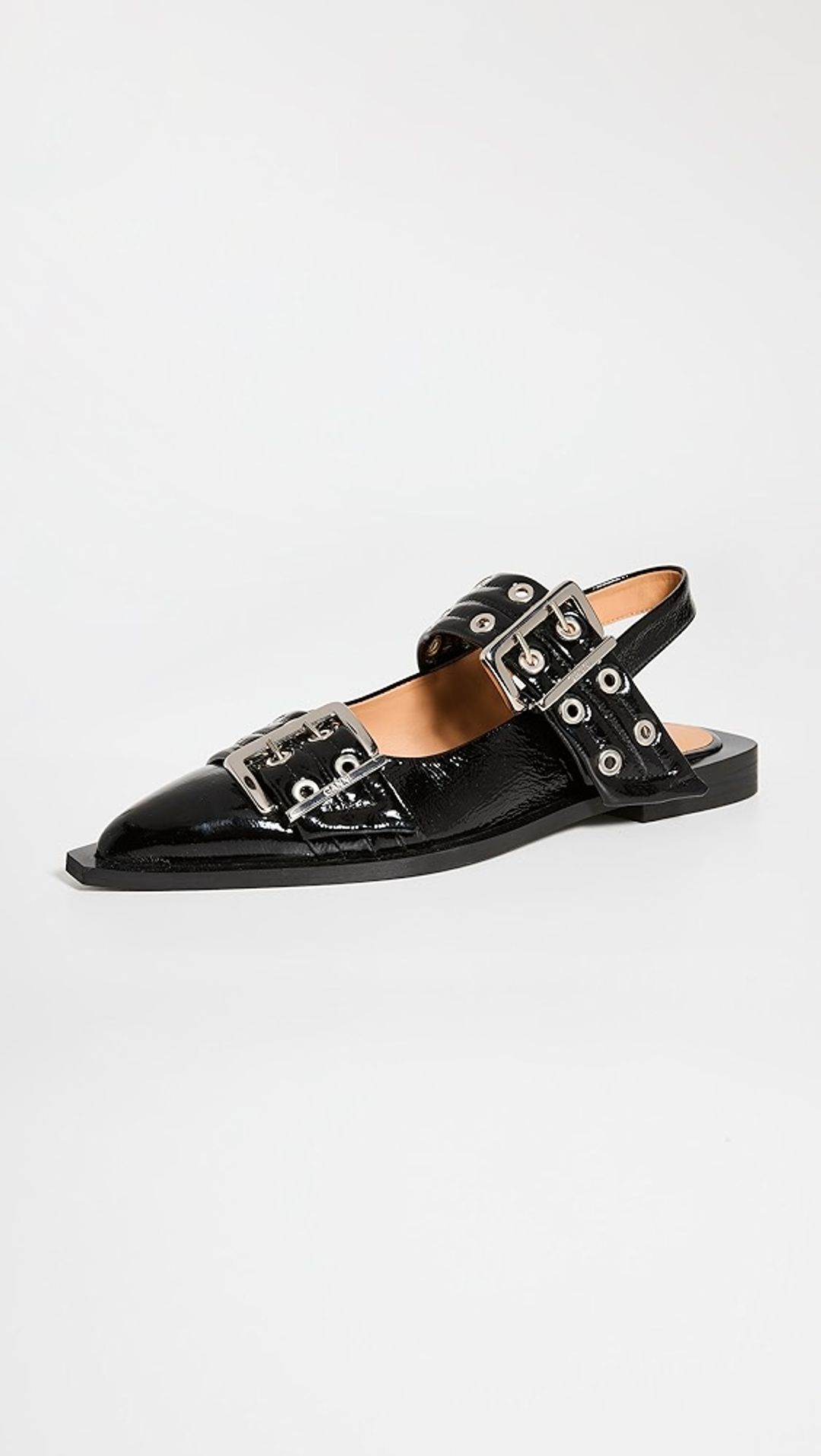 Wide Welt Buckle Ballerina Flats