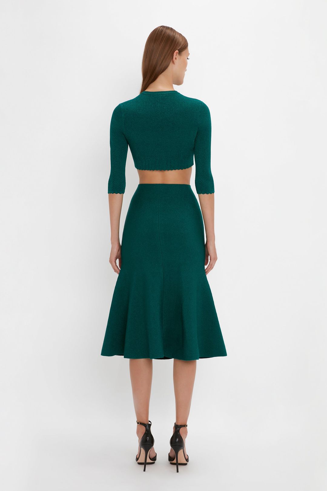 Cropped Cardi In Lurex Green #4
