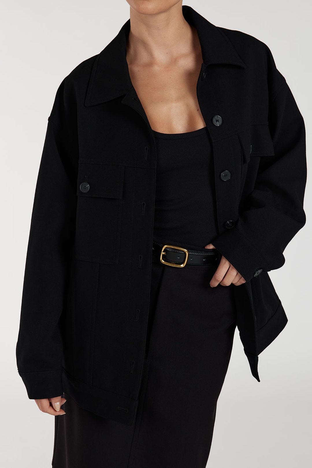 JIL BLACK TAILORED TRUCKER JACKET #5