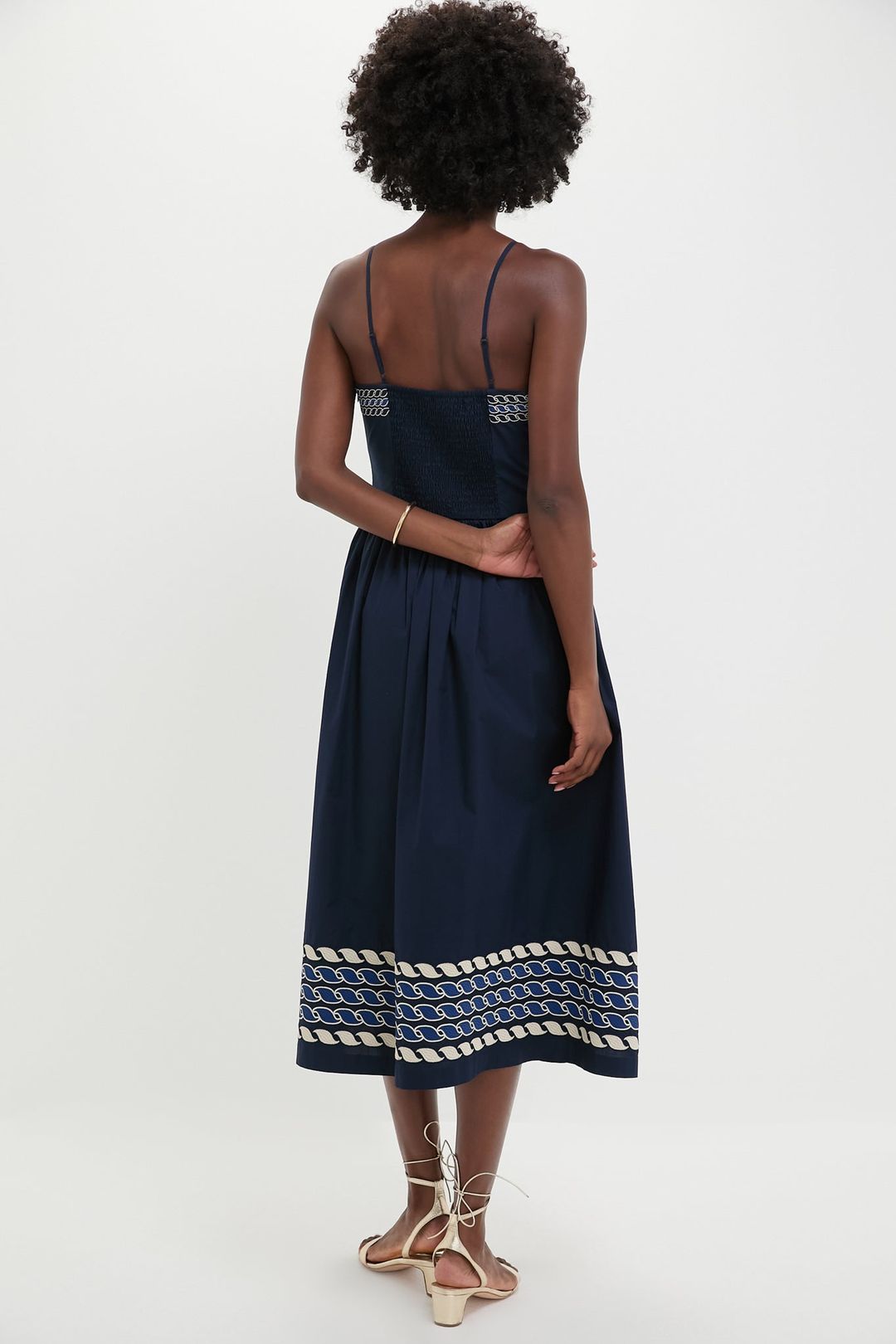 Navy High Tide Embroidered Stripe Gabriella Dress #4