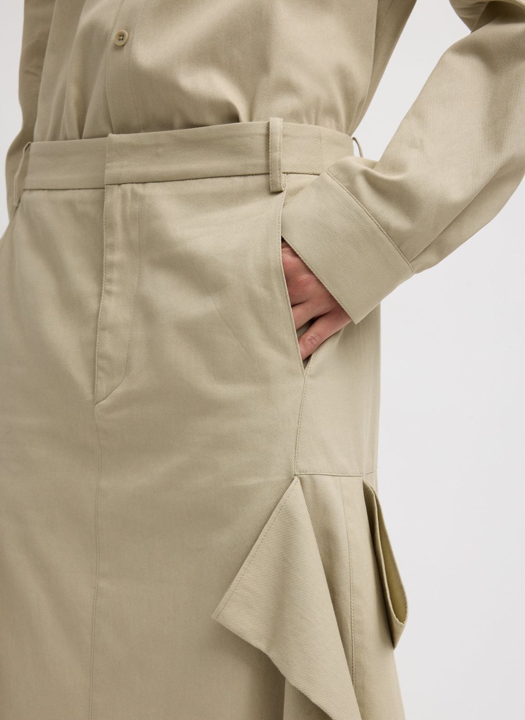 Luxe Spring Twill Tucked Pleat Skirt #5