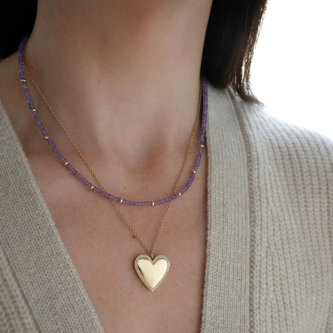 Birthstone Bead Necklace In Amethyst