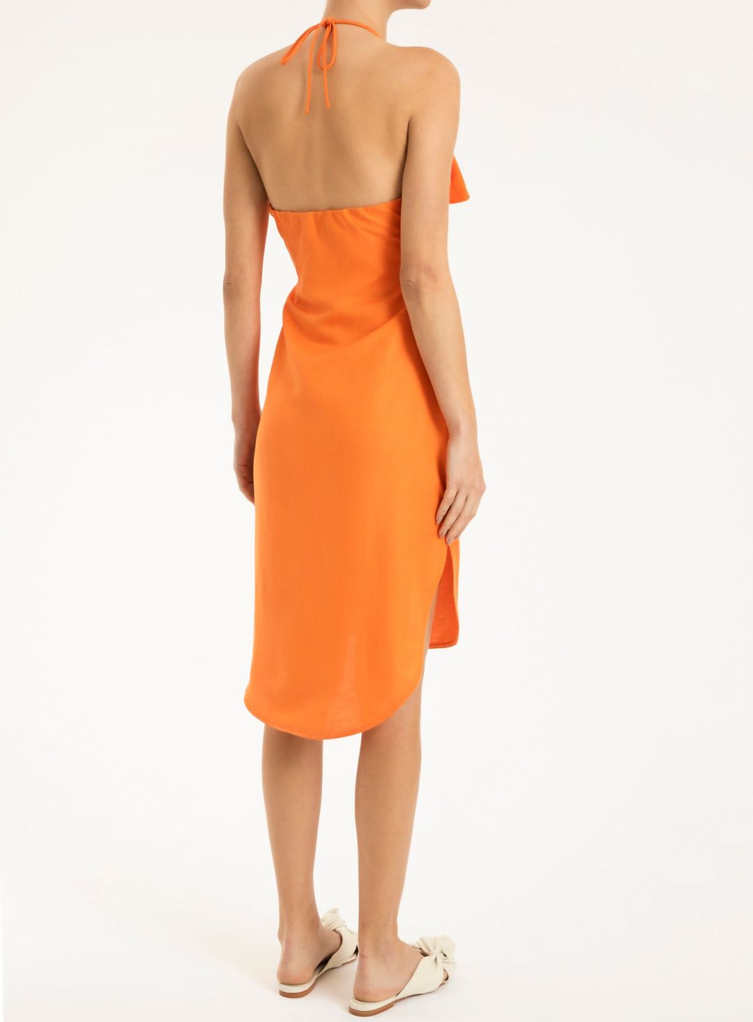 Fantasy Solid Asymmetric Short Dress with Bow #4