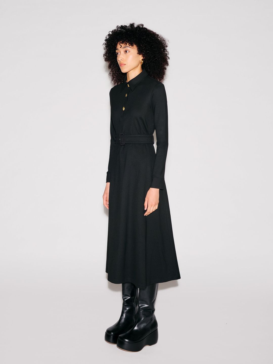 LONG SLEEVE SHIRTDRESS - SOLID INTERLOCK #3