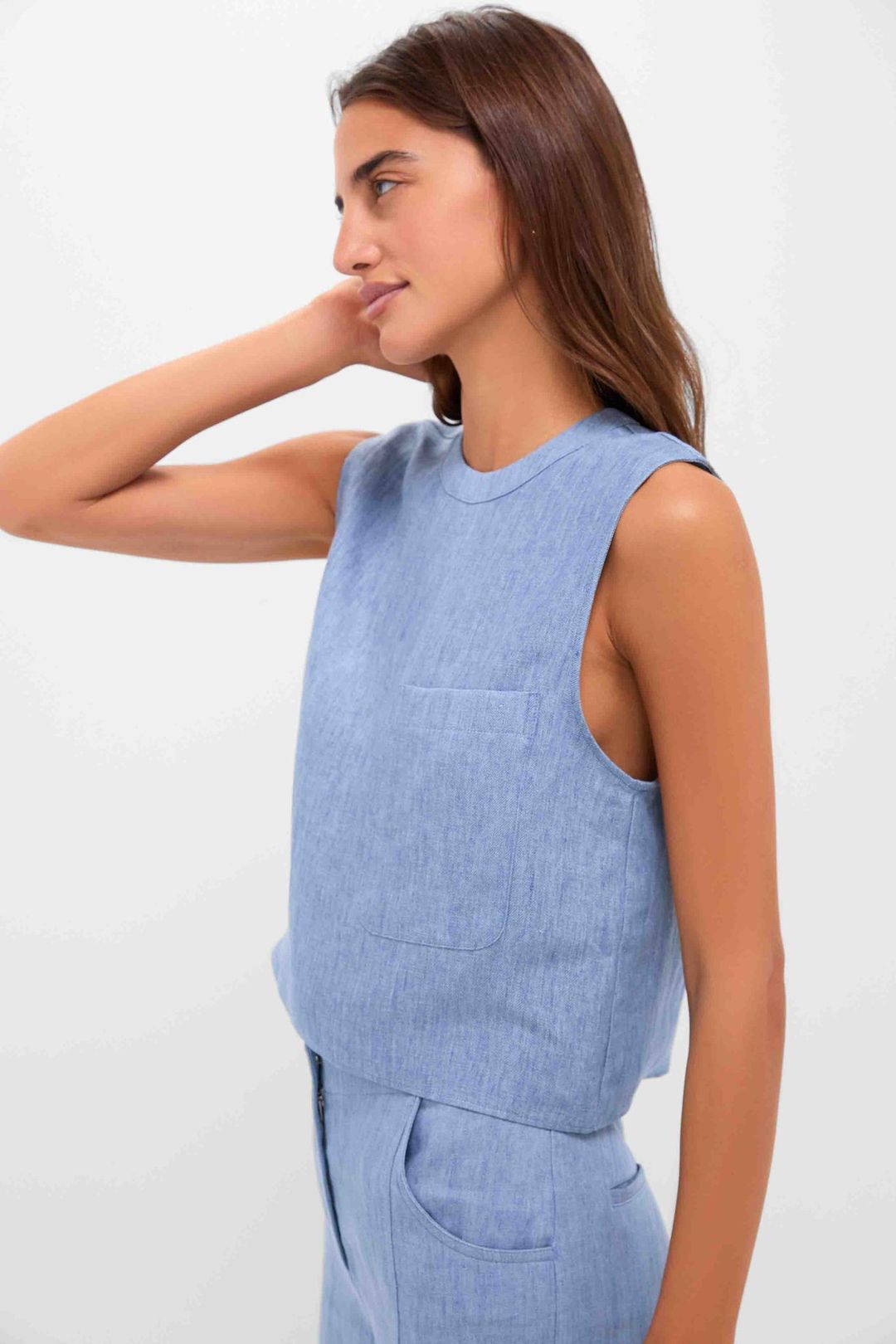 Light Indigo Cropped Muscle Tank #3