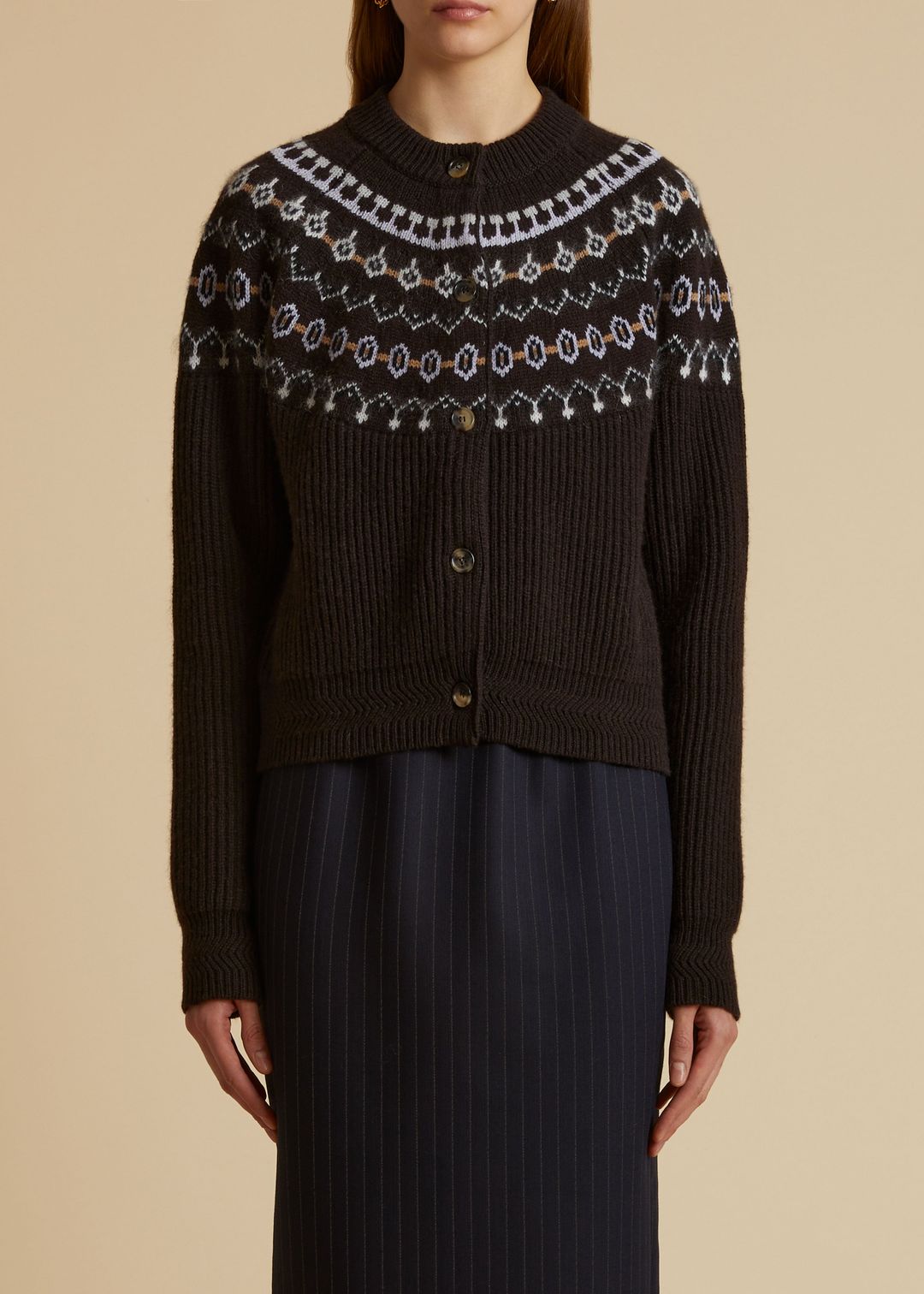 The Michaela Cardigan in Truffle Multi