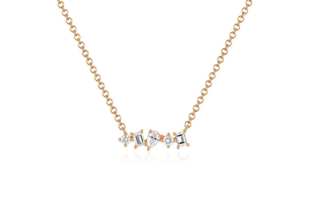 Diamond Multifaceted Mini Bar Necklace #4
