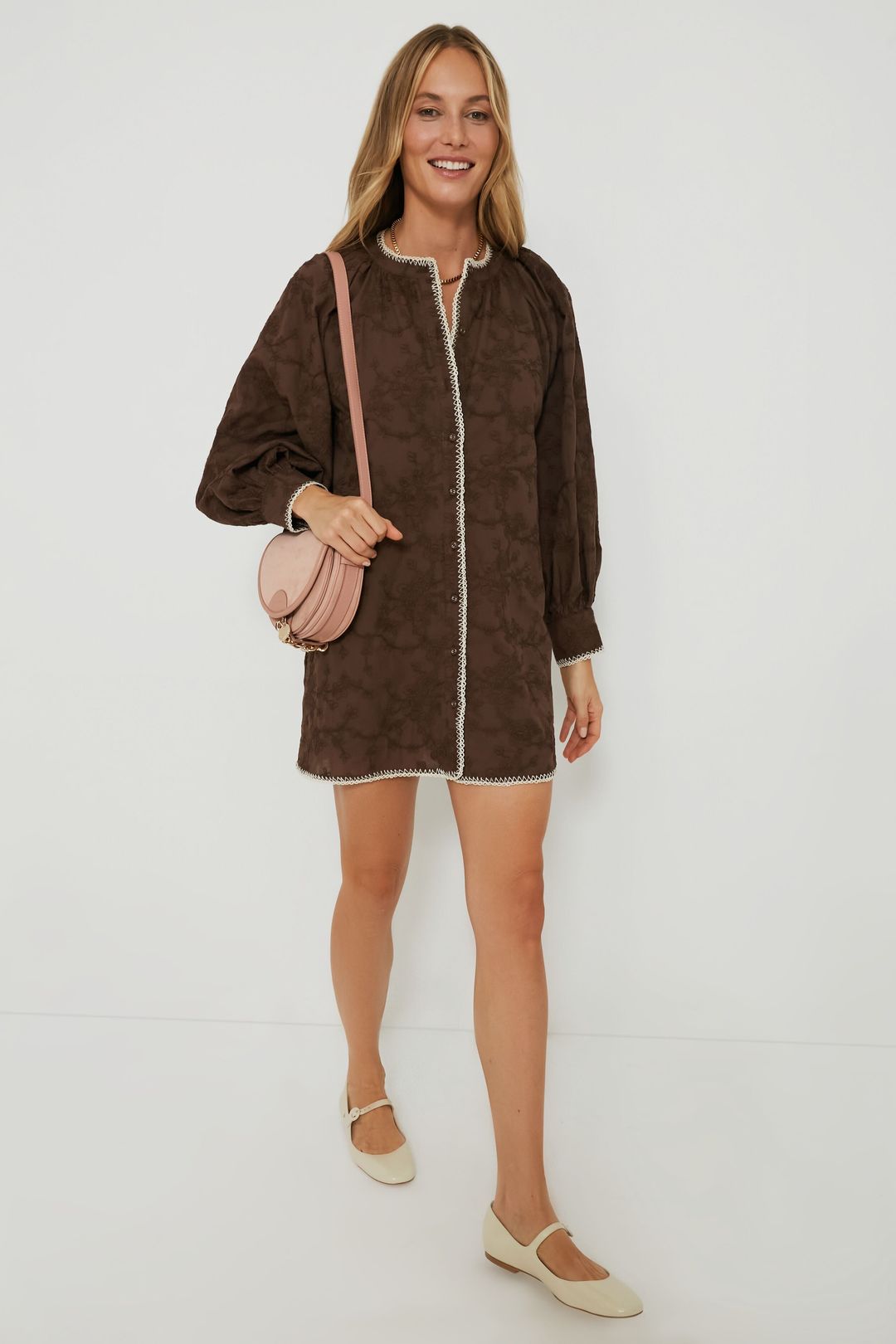 Brown Textured Trisha Shirt Dress #3
