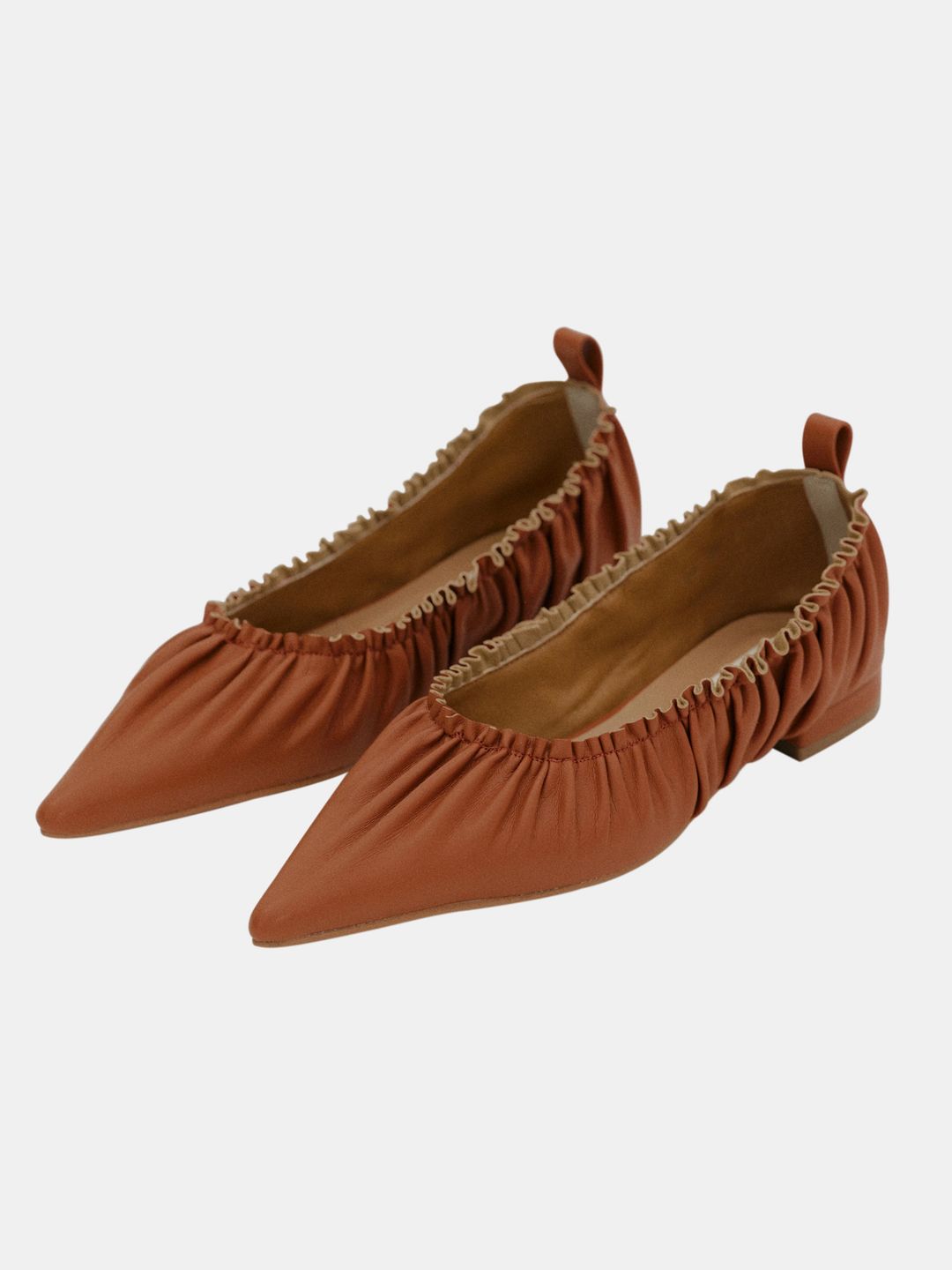 Scrunchie Ballerina Flats, Toffee