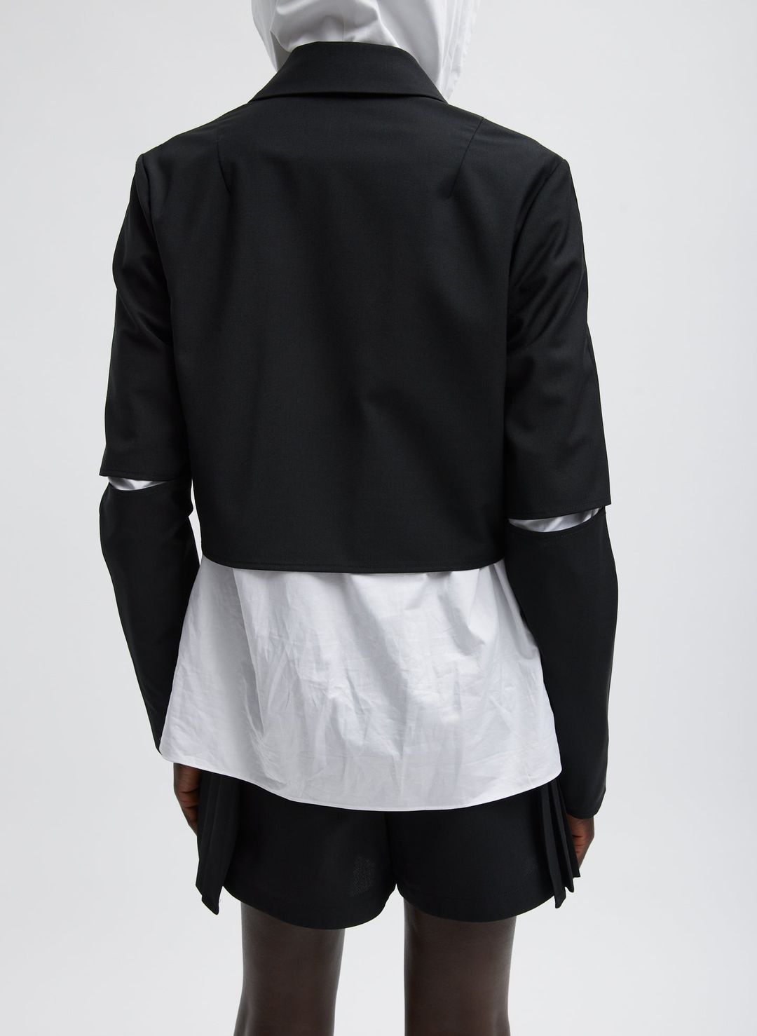 Tropical Wool Cropped Lean Double Breasted Shirt Jacket #3