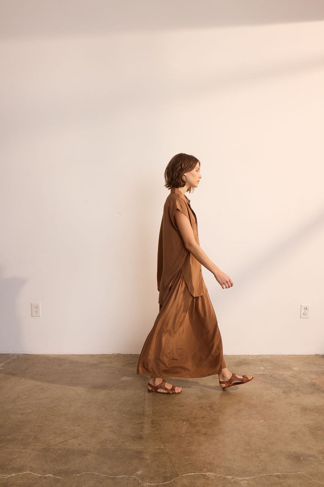 The Midi Swing Skirt in Clay #5