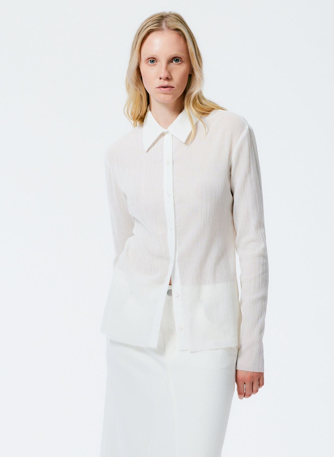 Crepe Gauze Long Sleeve Lean Shirt #3