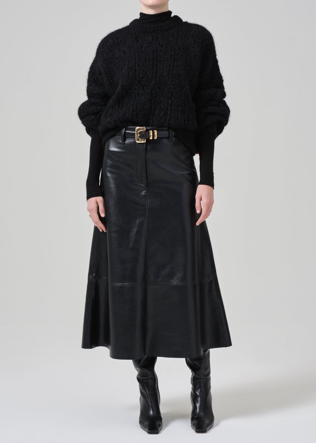Cassia Leather Skirt in Black