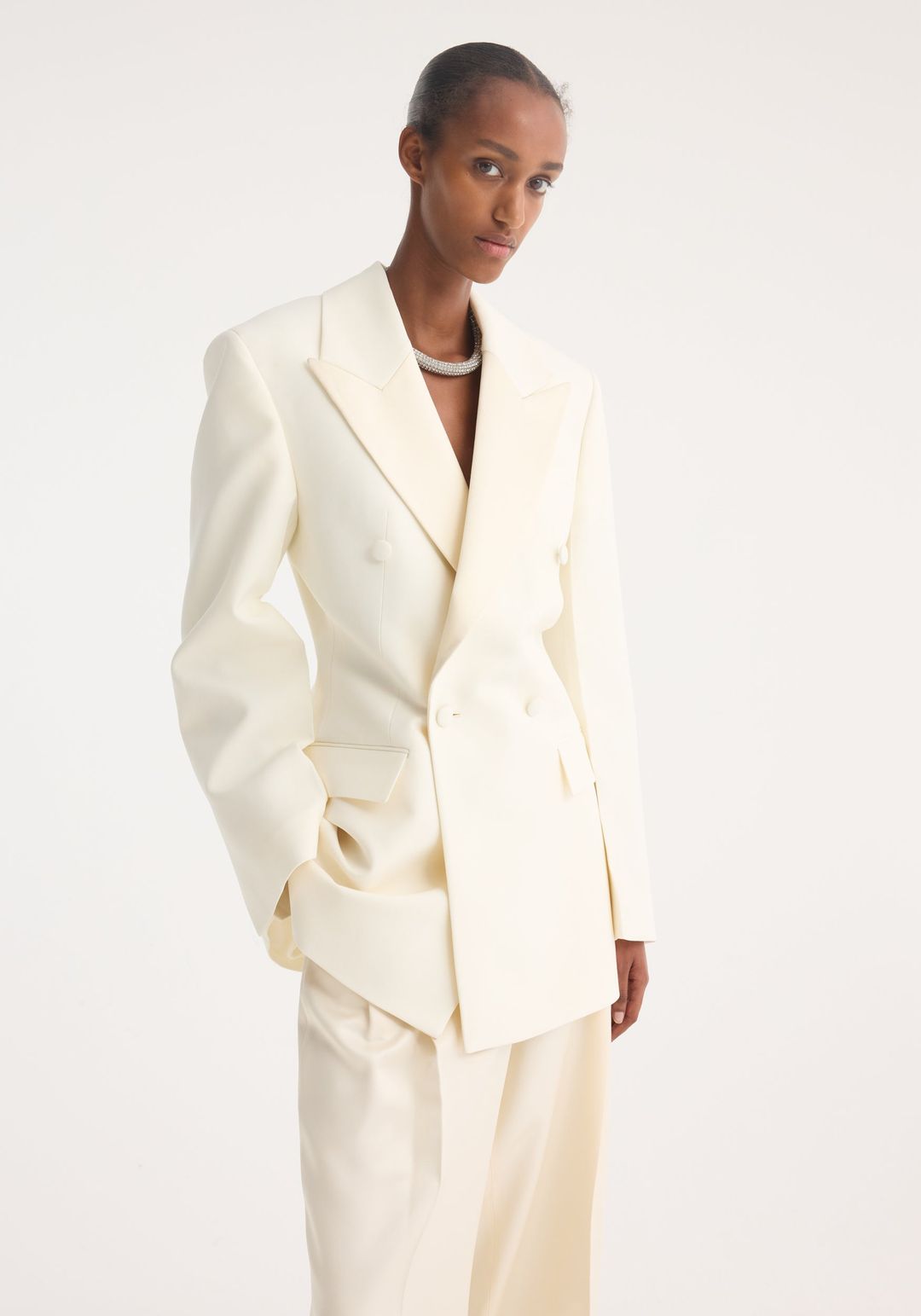 Hourglass tuxedo blazer | off white