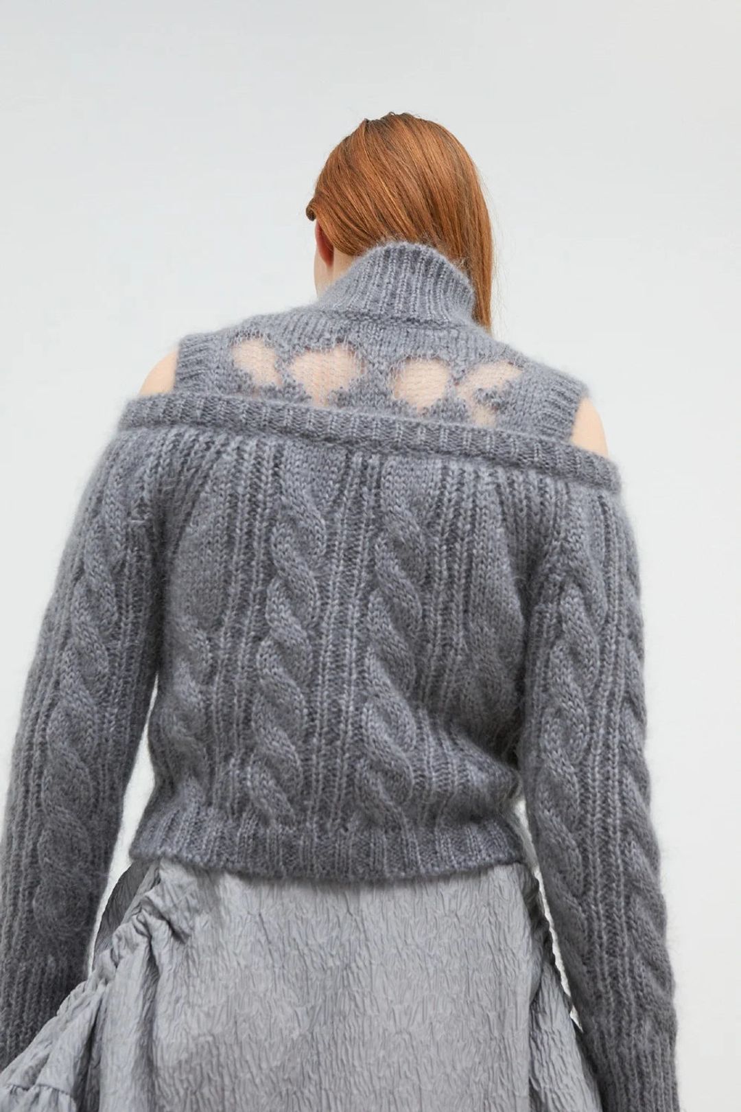 GIA | CARDIGAN CABLE MOHAIR GREY