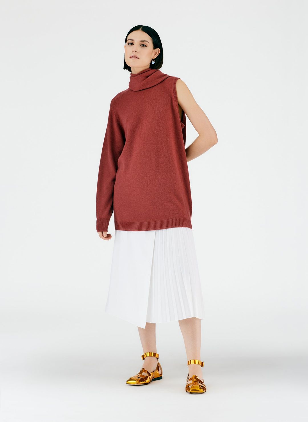 Feather Weight Cashmere Cutout Sleeve Pullover #10