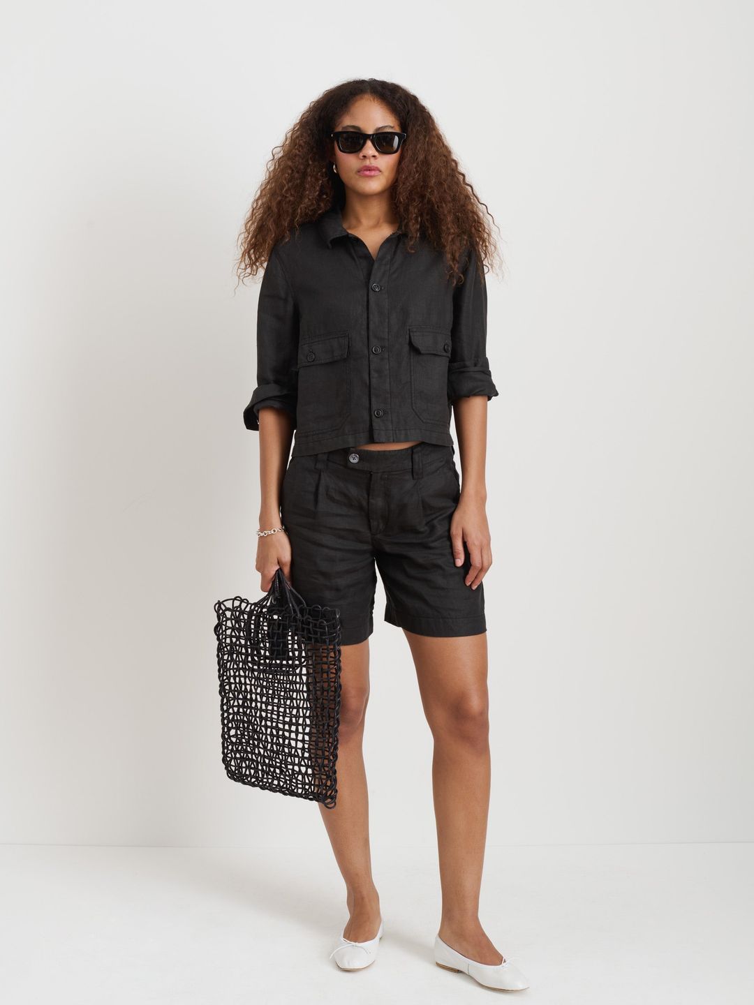 Cropped Work Jacket In Linen #6