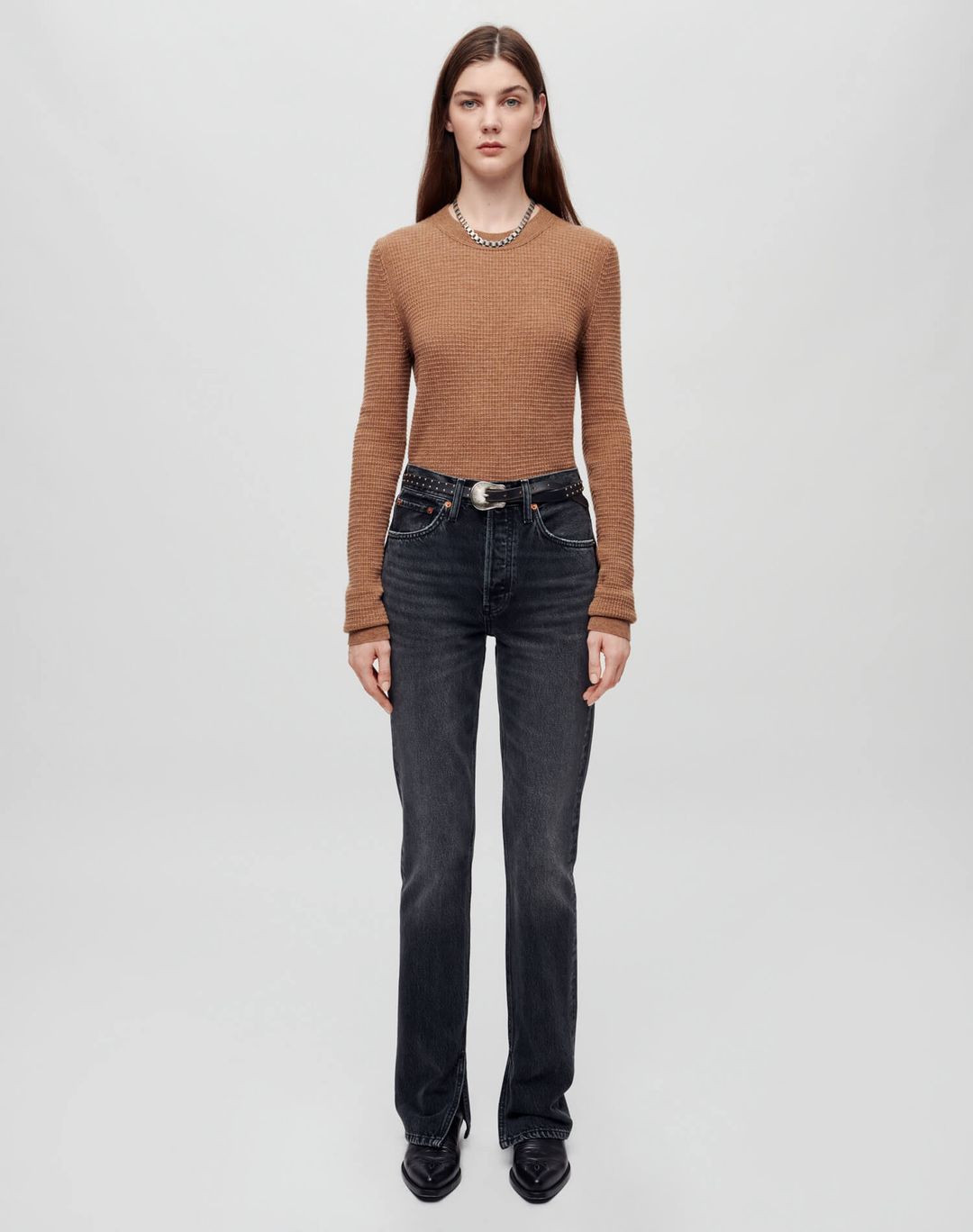 Waffle Slim Pullover - Chestnut #4