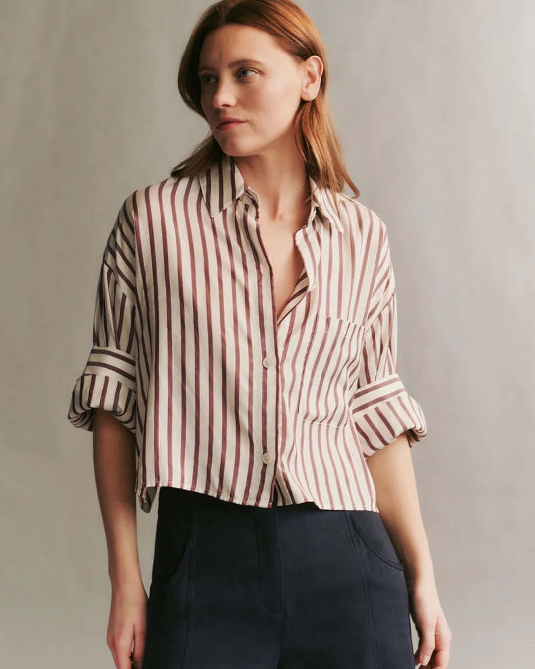 Next Ex Top in Brown / White