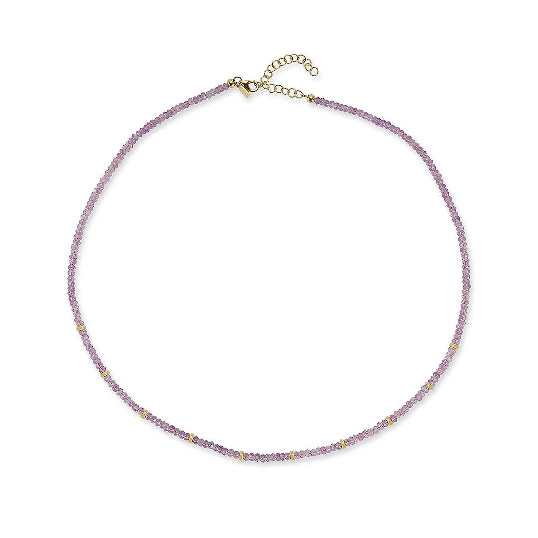 Birthstone Bead Necklace In Amethyst