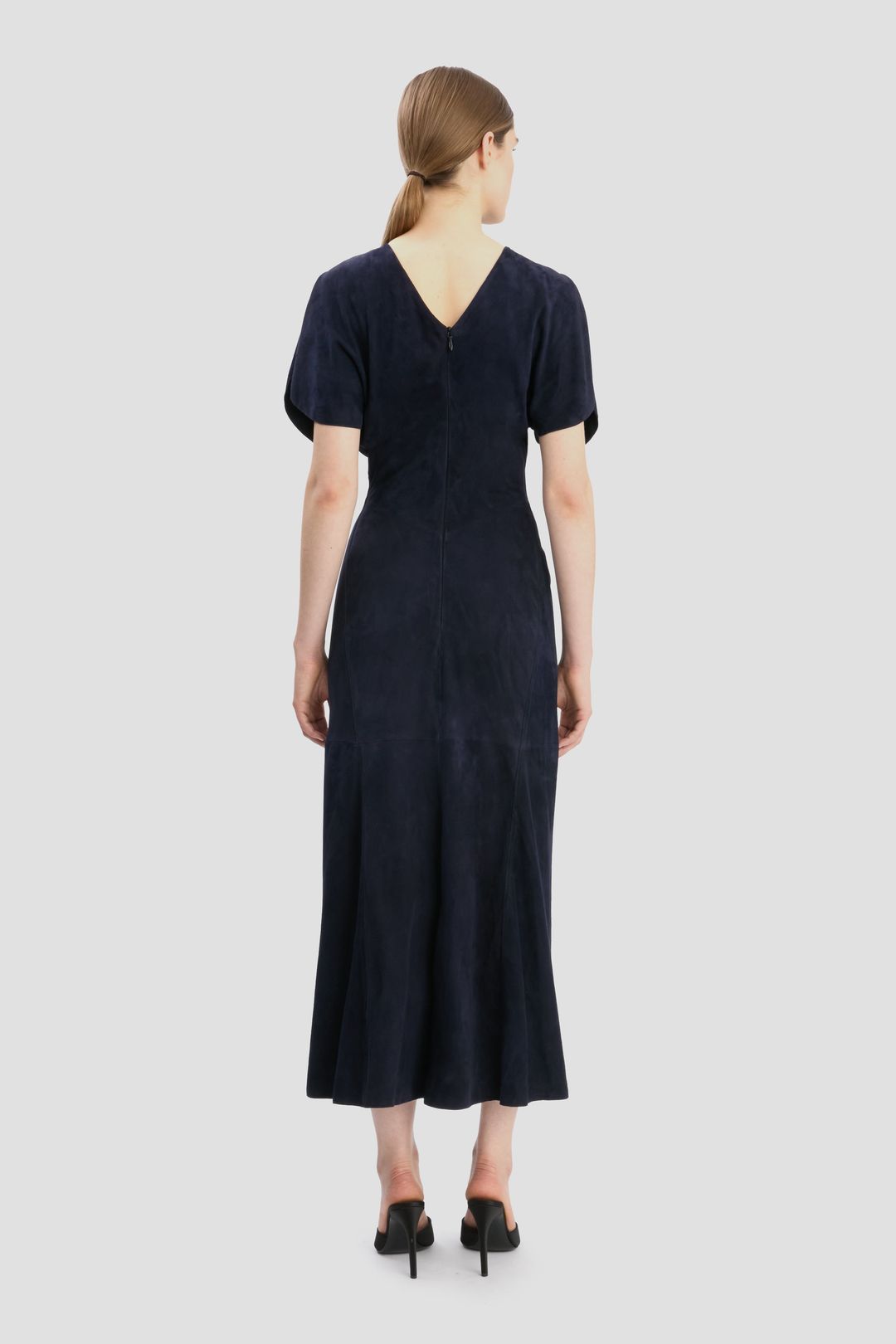 Bela Midi Dress In Navy Suede #4