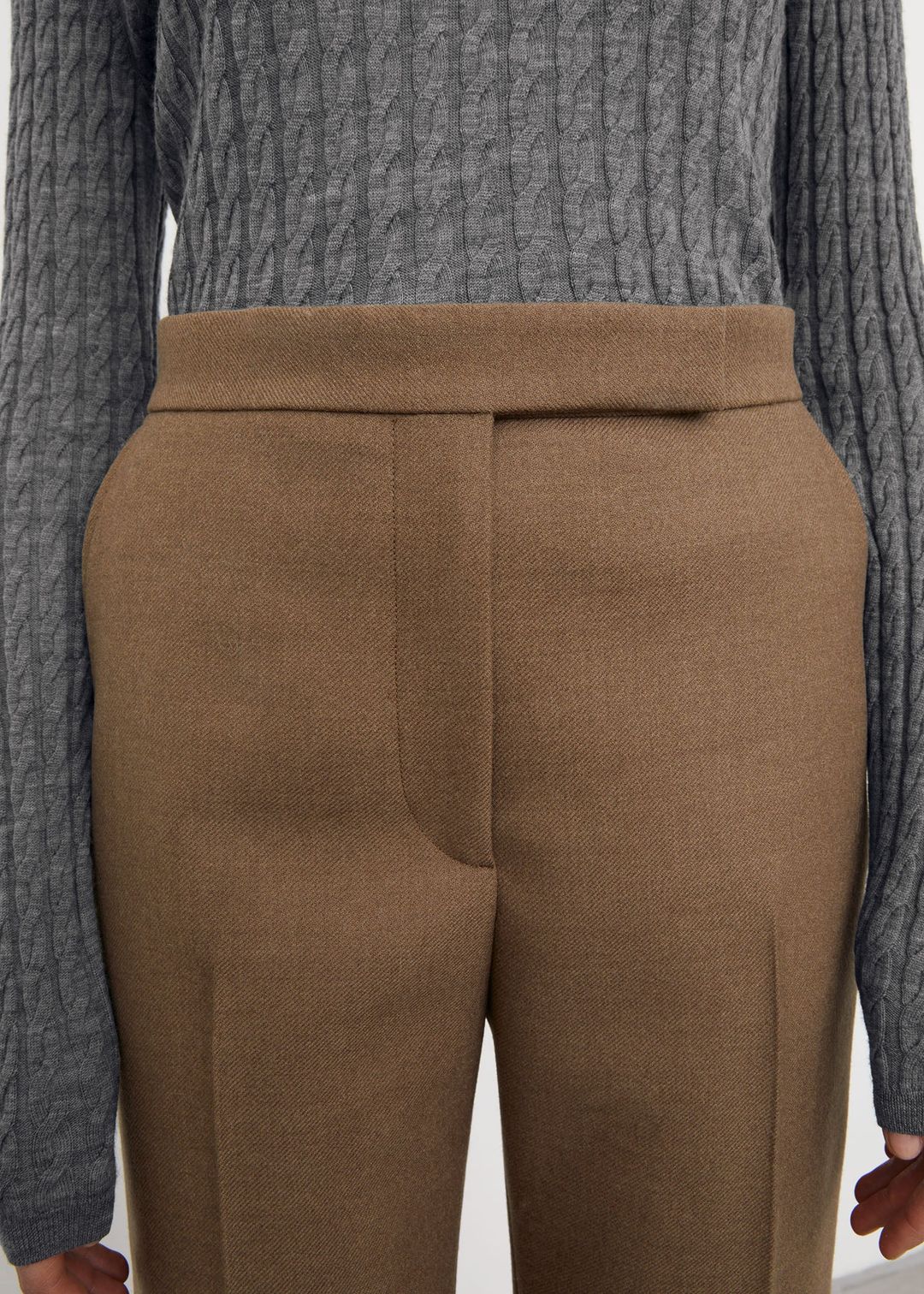 Cropped kick wool trousers hazel #5