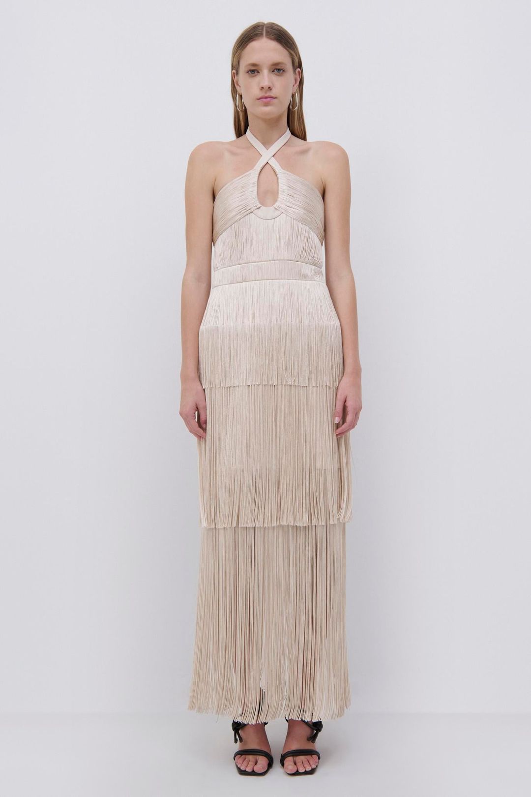 Baldwin Draped Fringe Maxi Dress #8