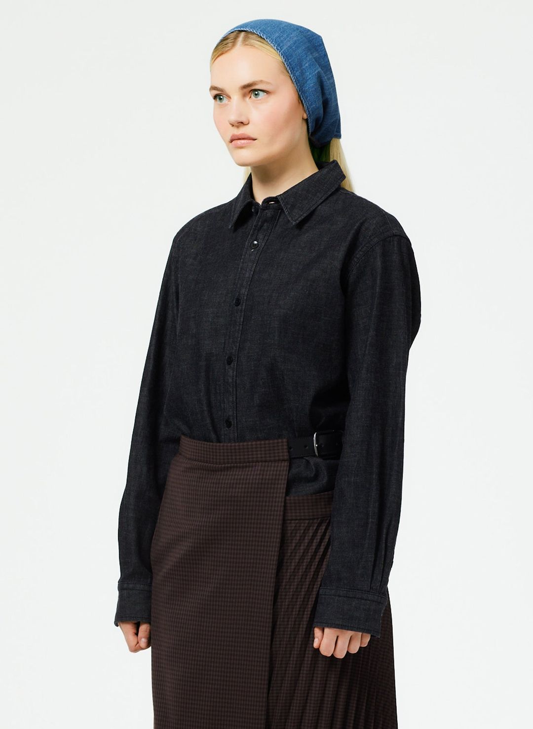 Light Weight Stone Washed Black Denim Charlie Slim Shirt #3