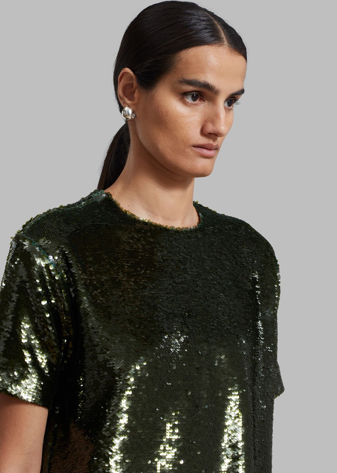 Riley Sequins Tee Mini Dress - Olive #3