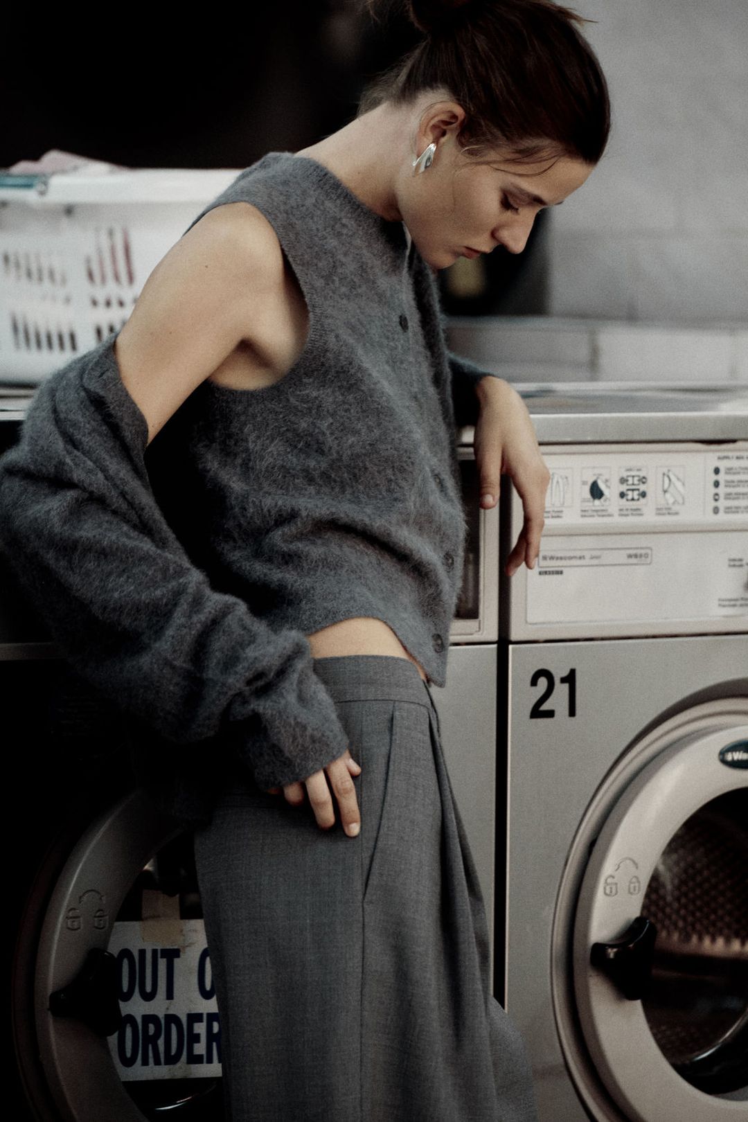 RELAXED TWILL WIDE-LEG TROUSERS #8