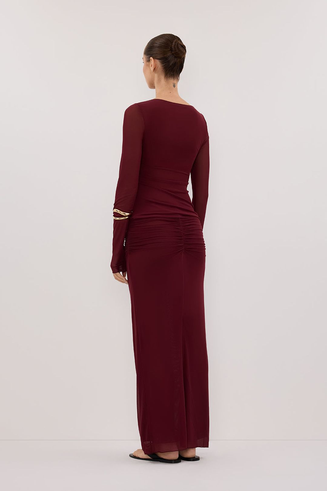 NYRA WINE LONG SLEEVE MESH TOP #4
