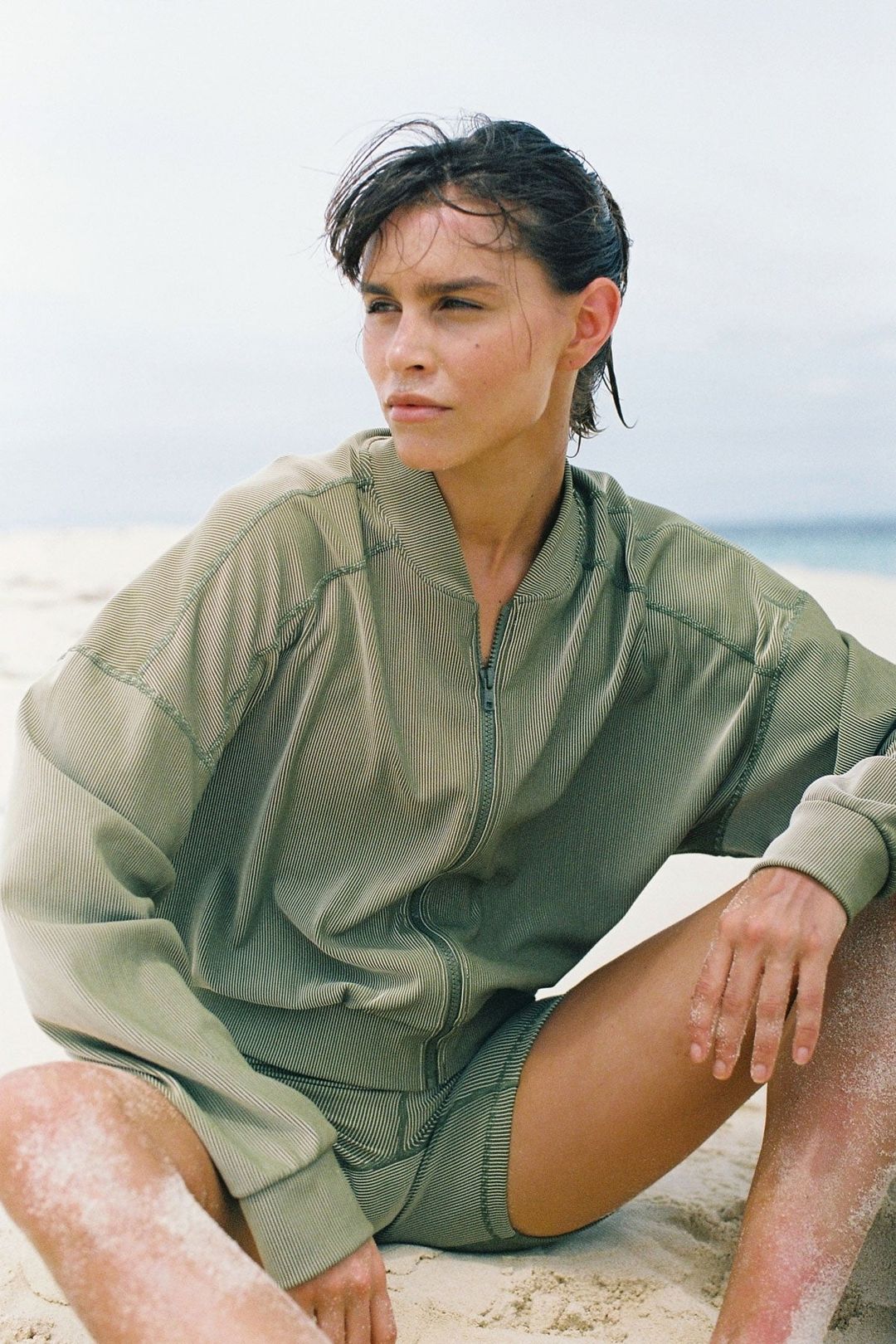 Stripe Rib Jacket - Olive #4