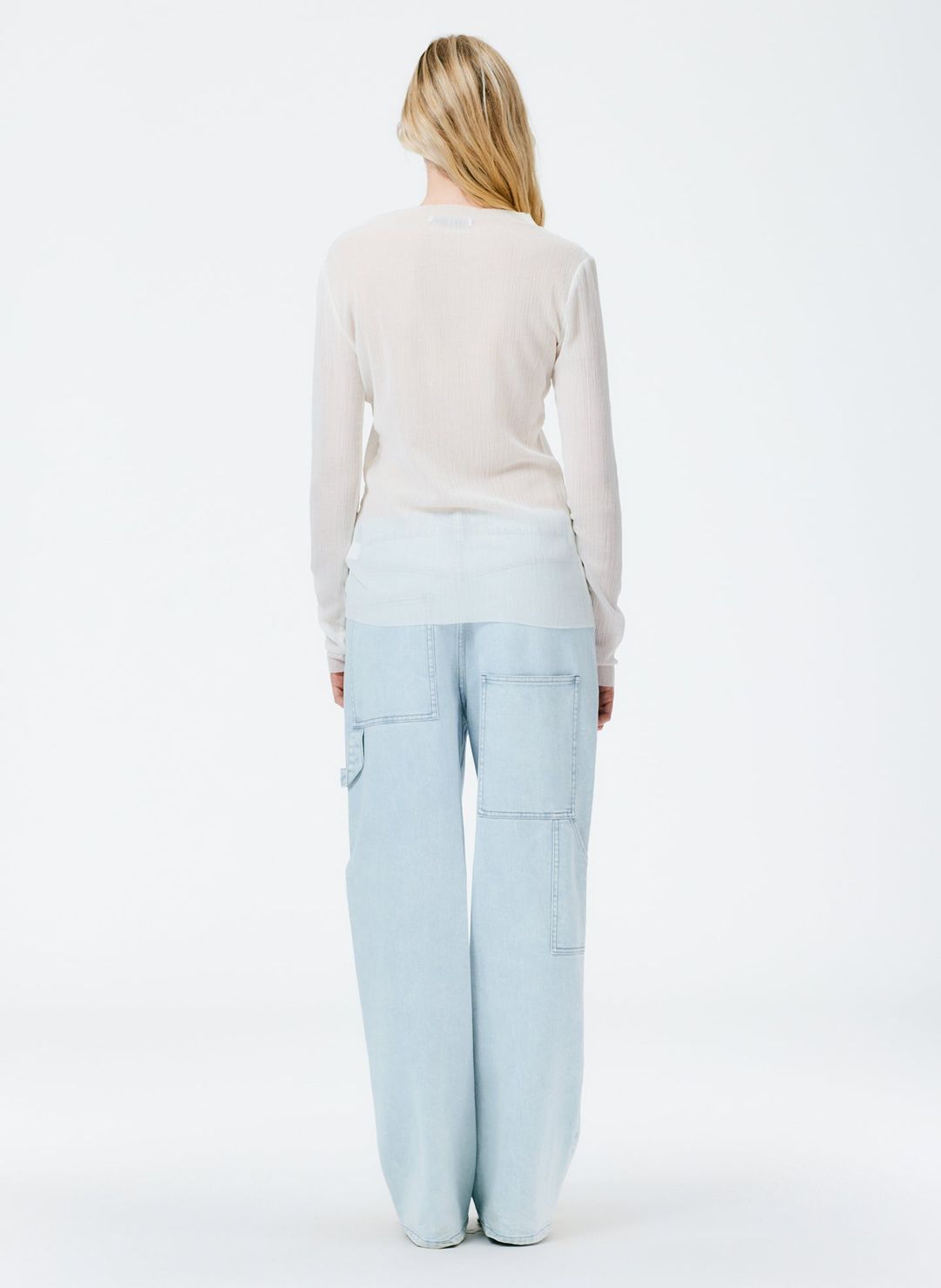 Crepe Gauze Funnel Neck Long Sleeve Top #5