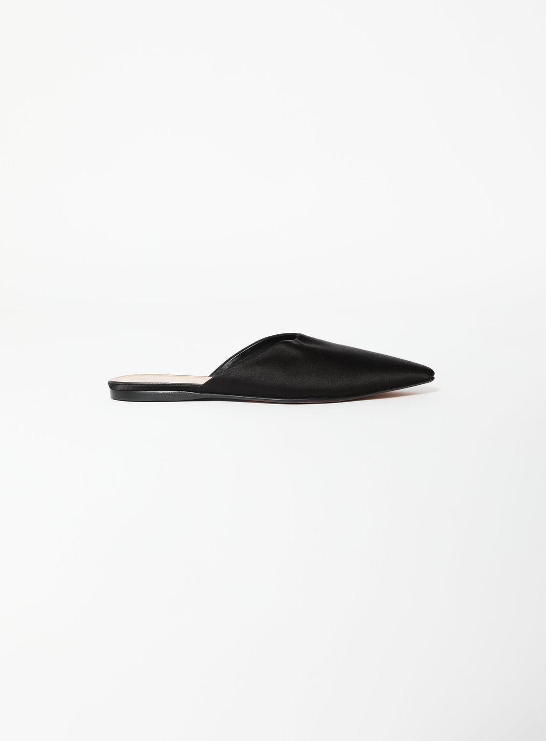 Giacomo Flat Mule in Black Satin
