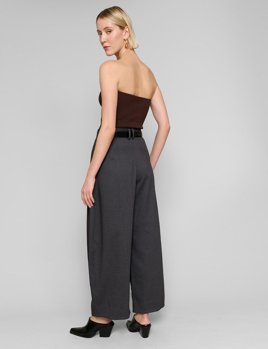 Dark Grey Barrel Leg Pants #6