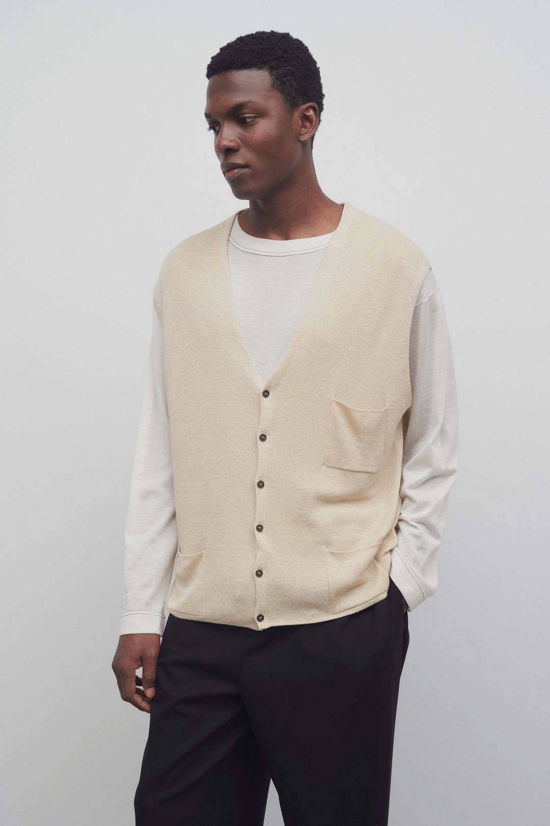 Tarik Vest in Linen and Silk #3