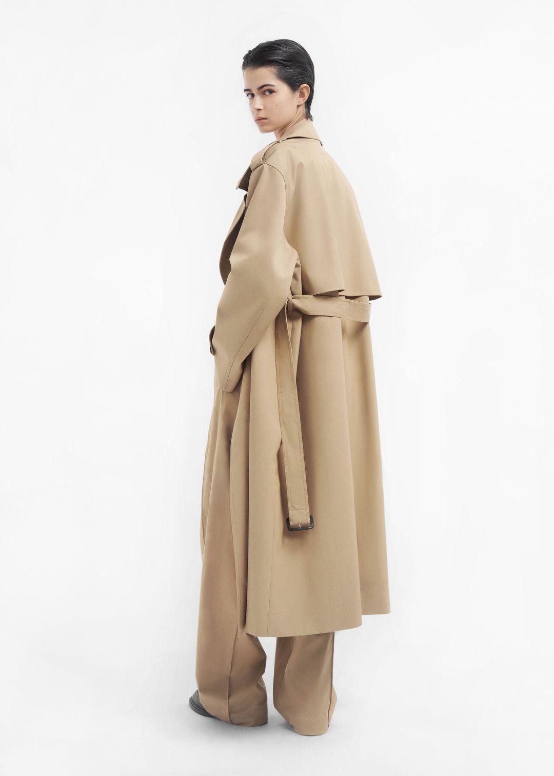Oversized Trench in Cotton Twill - Camel #3