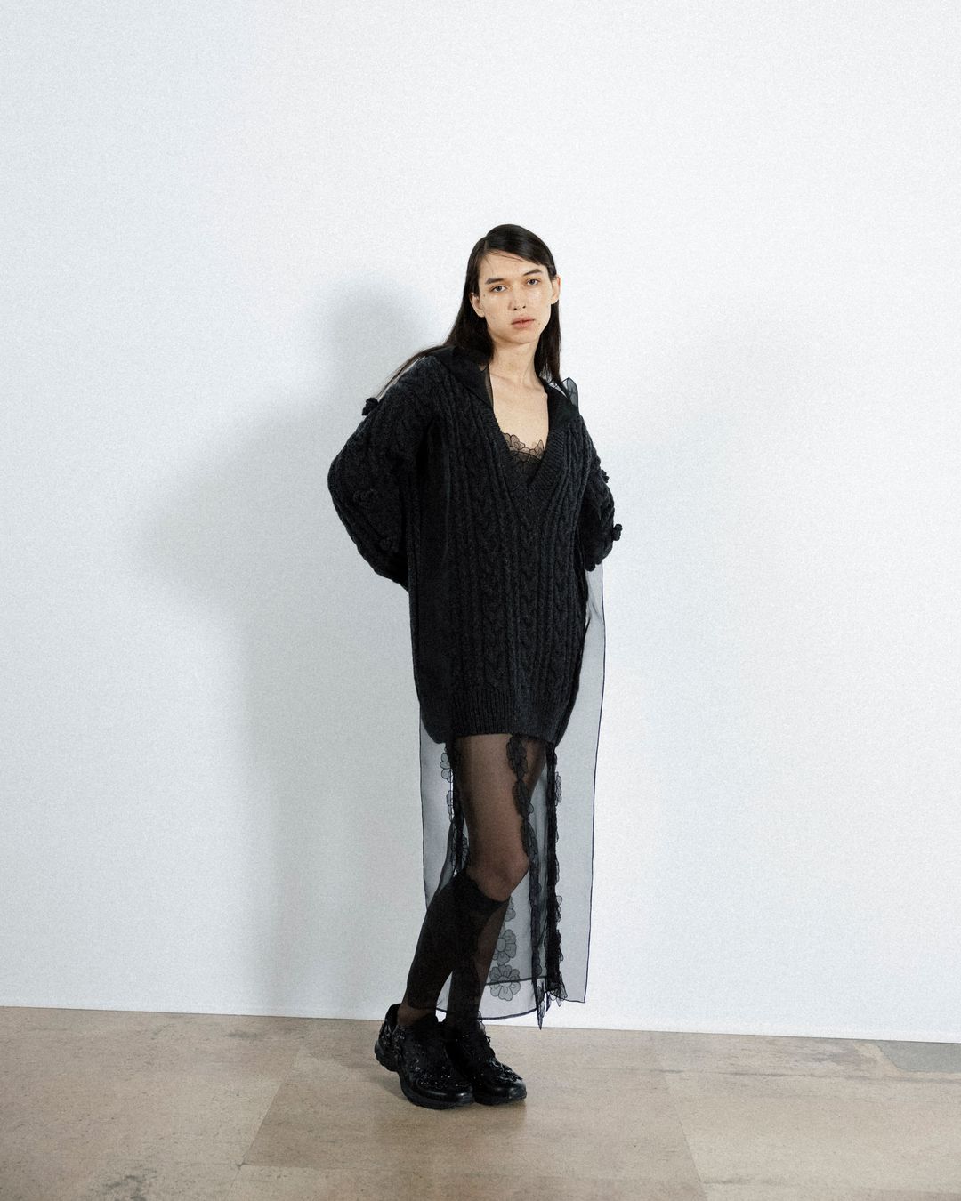 ALIA | JUMPER FISHERMAN KNIT CHARCOAL GREY #4