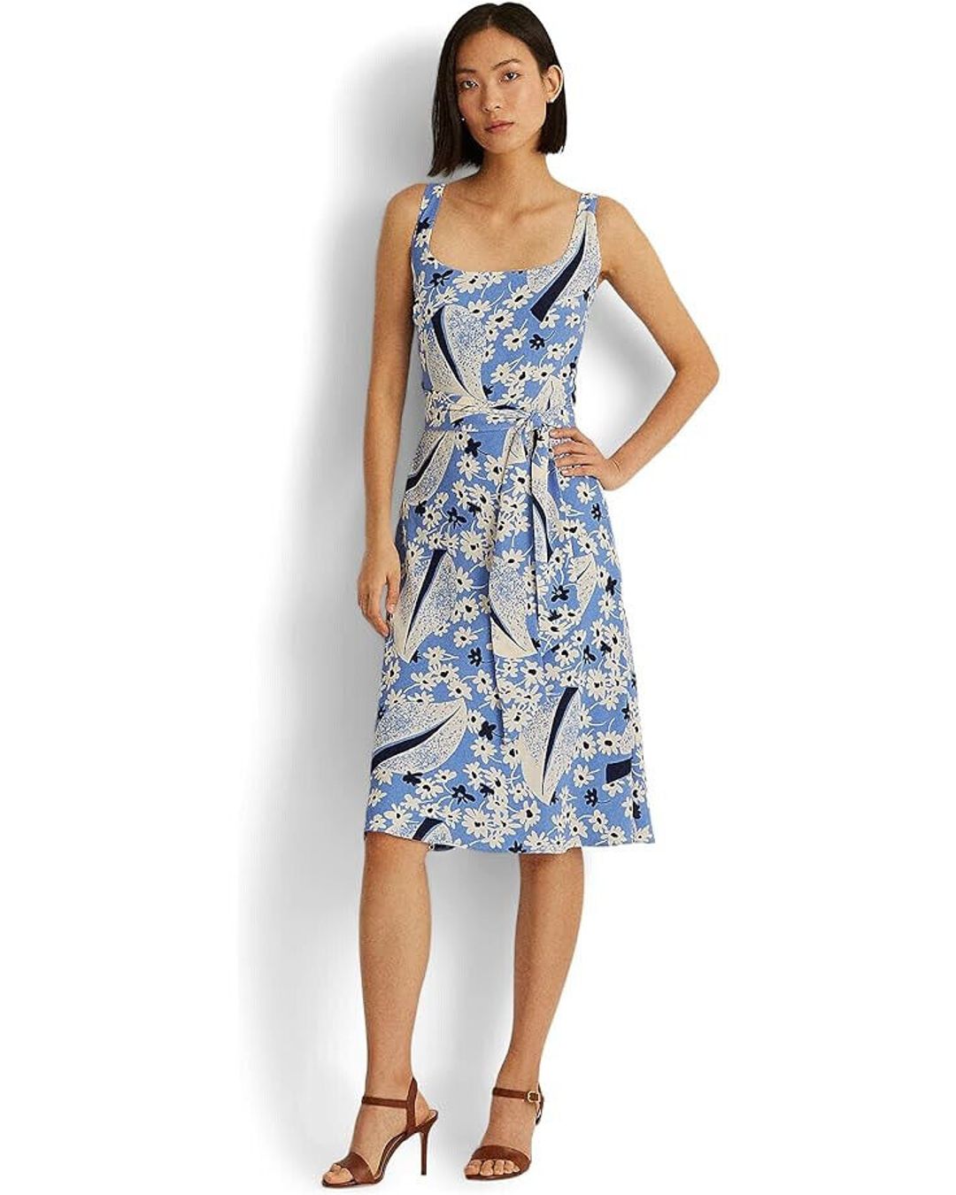 Floral Crepe Sleeveless Dress