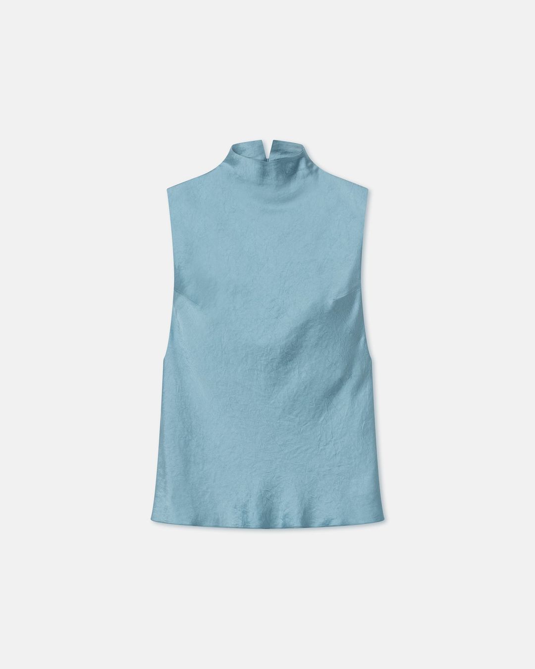 Colson - Crinkled-Satin Turtleneck Top - Aqua #5